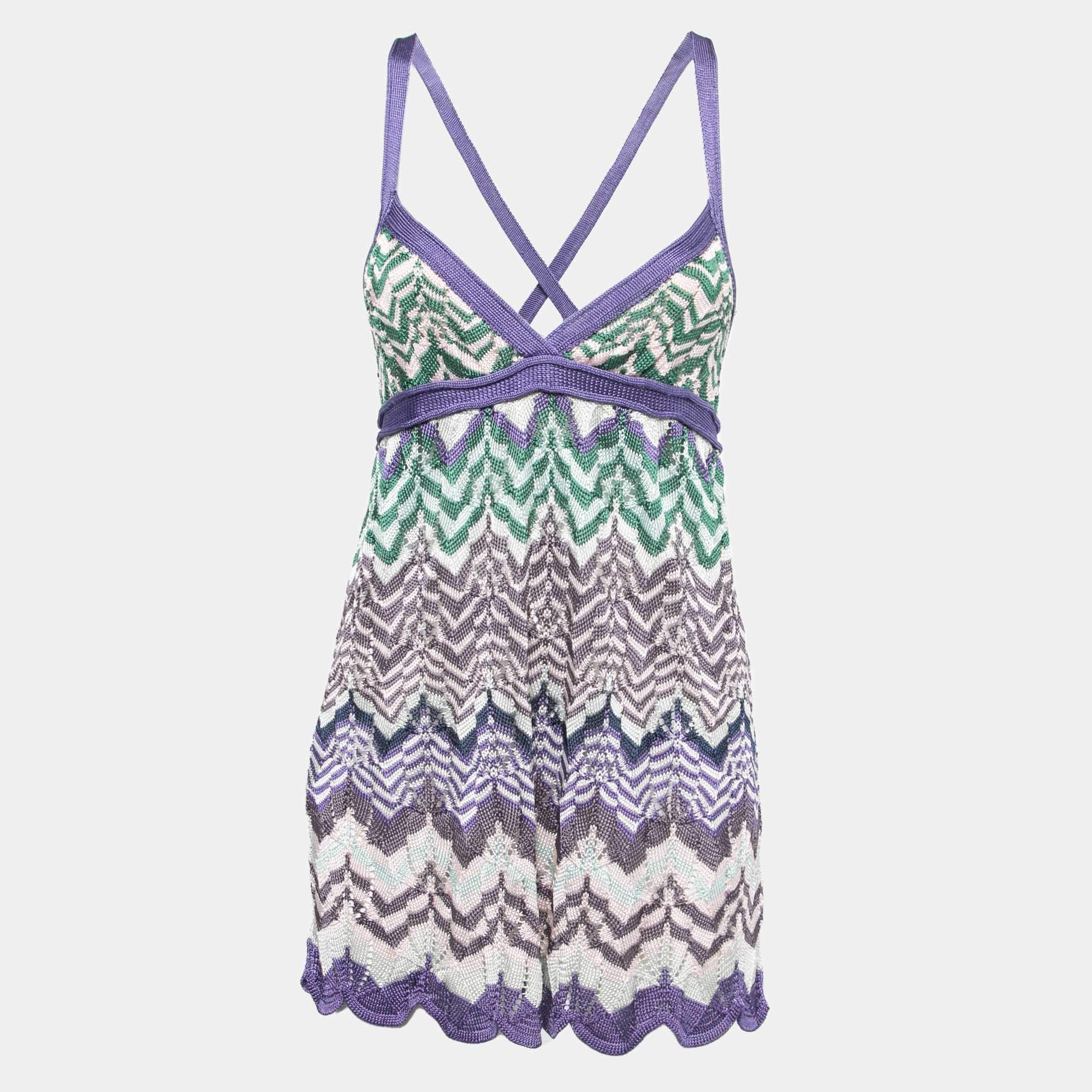 Missoni Purple Zig Zag Knit Sleeveless Dress M