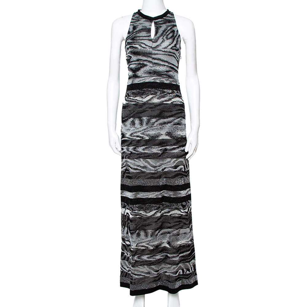 Pre Owned Missoni Monochrome Lurex Knit Sleeveless Maxi Dress S