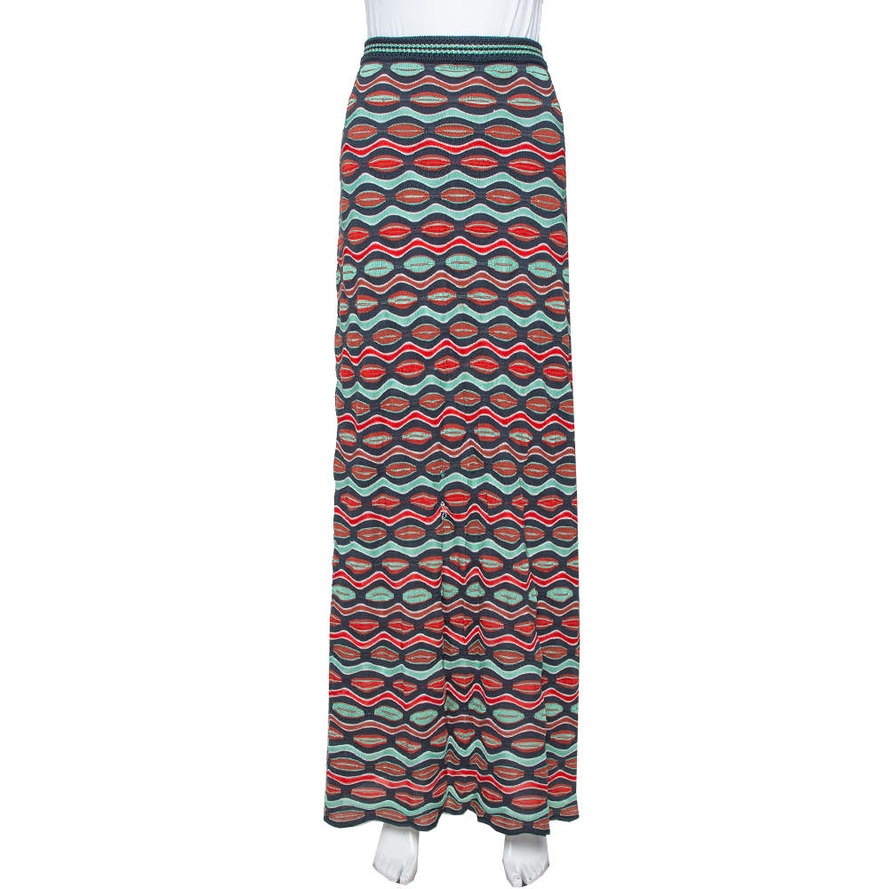 Pre Owned M Missoni Multicolor Wave Knit Maxi Skirt M