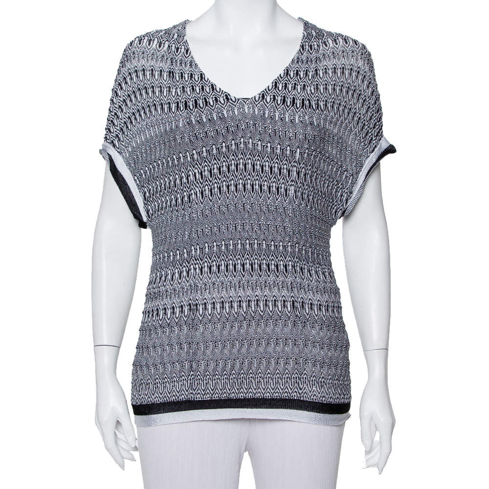 Pre Owned Missoni Monochrome Knit Top L