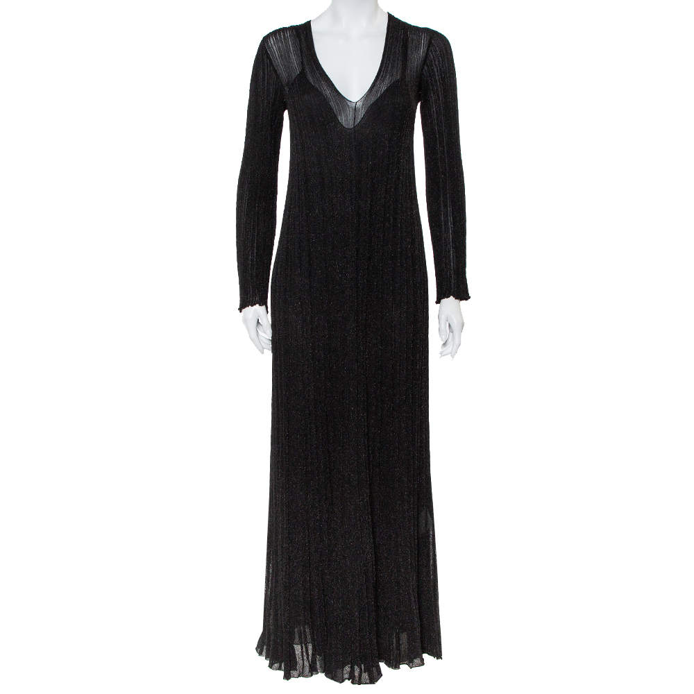 فستان ميزوني ماكسي تريكو لوريكس أسود مقاس وسط (ميديوم)