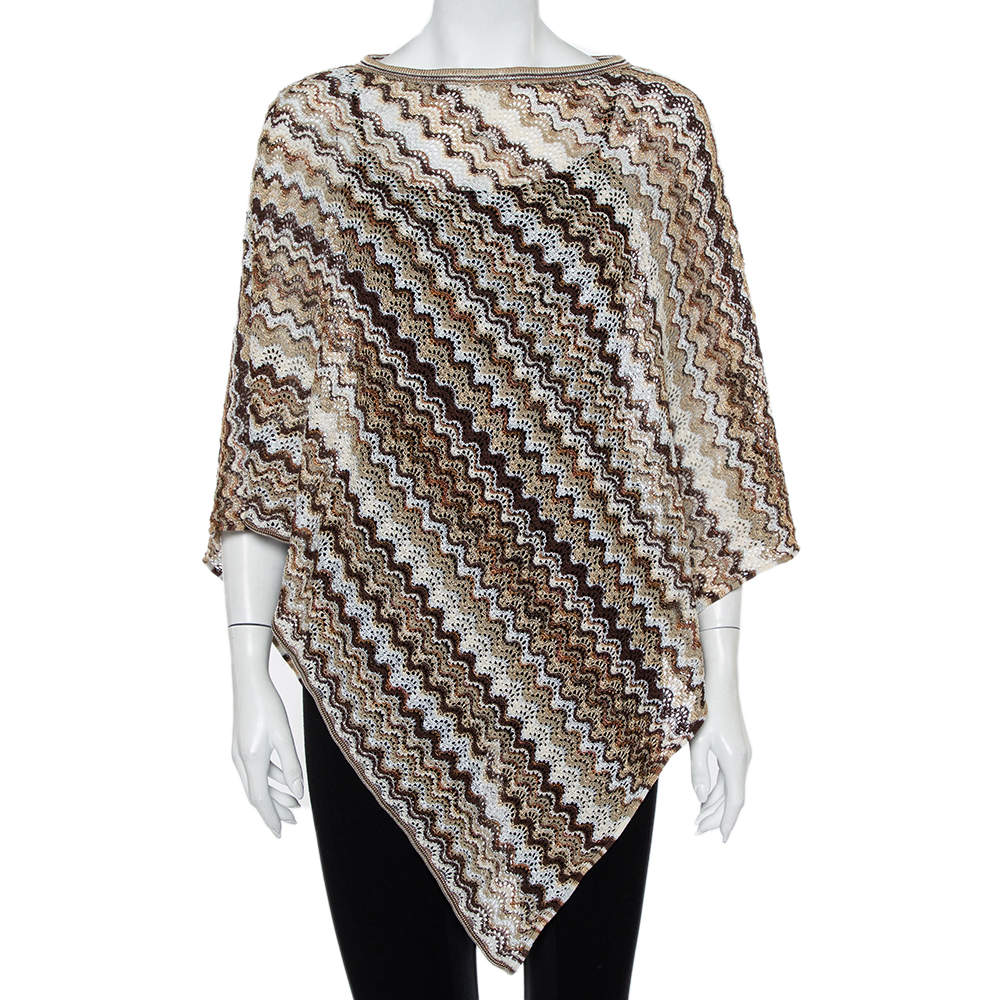Pre Owned Missoni Brown Open Knit Poncho (One Size)
