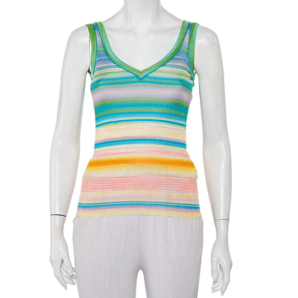 Pre Owned Missoni Multicolor Striped Knit Tank Top S