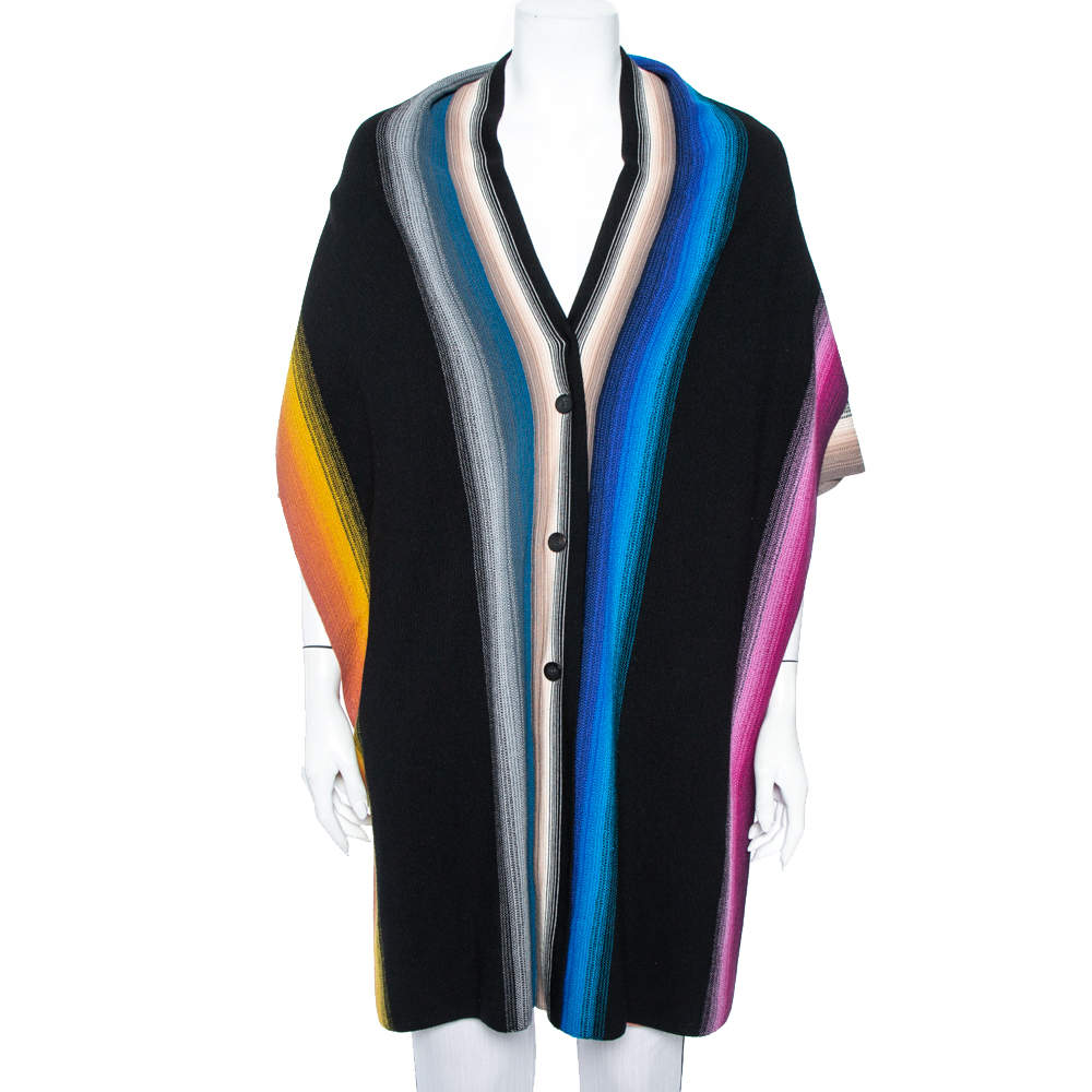 Pre Owned Missoni Multicolor Striped Wool Overlay Detail Oversized Cardigan S