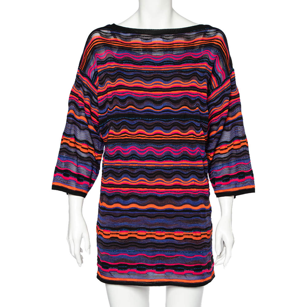 فستان قصير ميزوني تريكو منقوش متعدد الألوان مقاس صغير - سمول