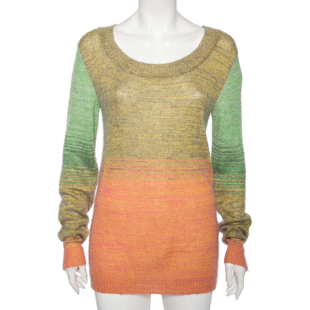Pre Owned Missoni Multicolored Ombre Alpaca Knit Long Sleeve Jumper L