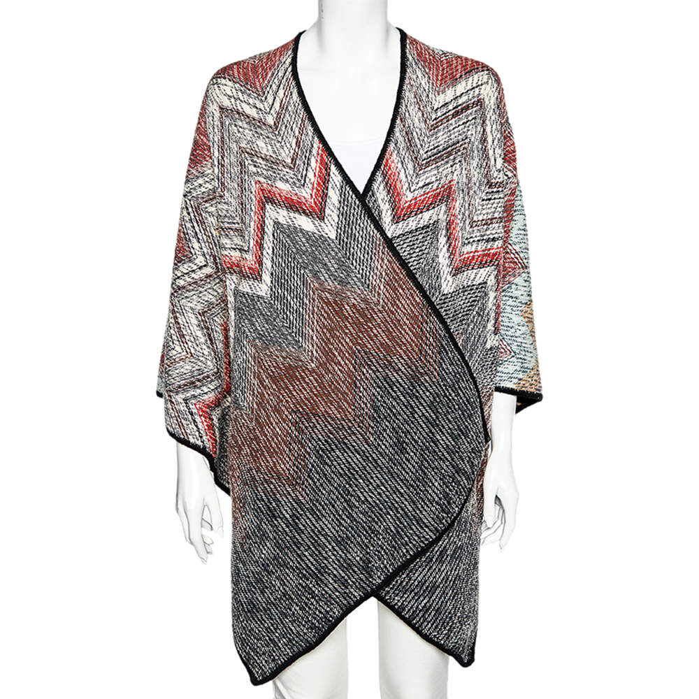 Pre Owned Missoni Multicolor Wool Knit Poncho (One Size)