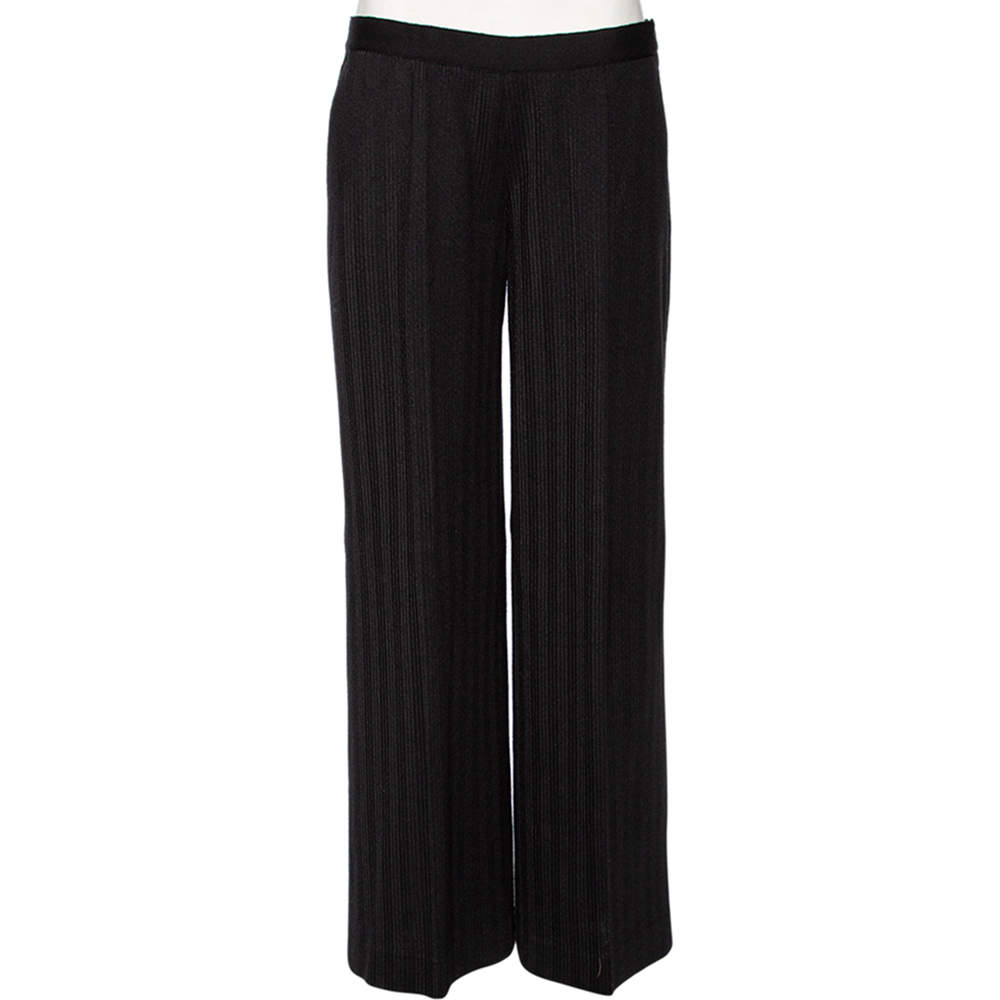 Pre Owned Missoni Black Wool Knit Palazzo Pants M