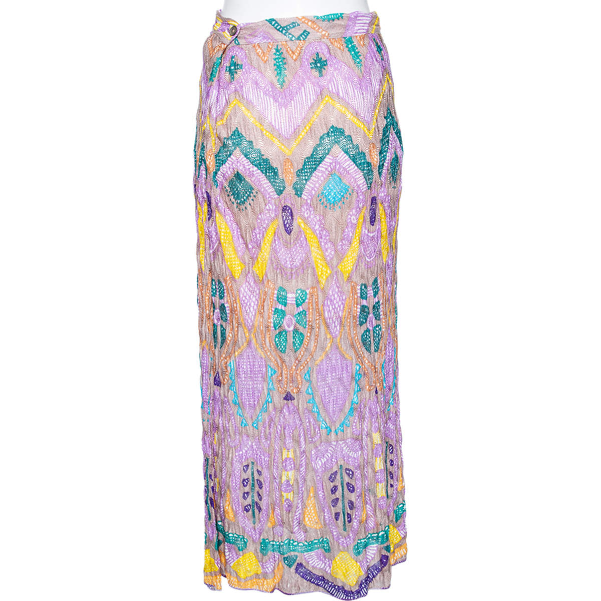 Pre Owned Missoni Multicolored Patterned Knit Maxi Skirt M