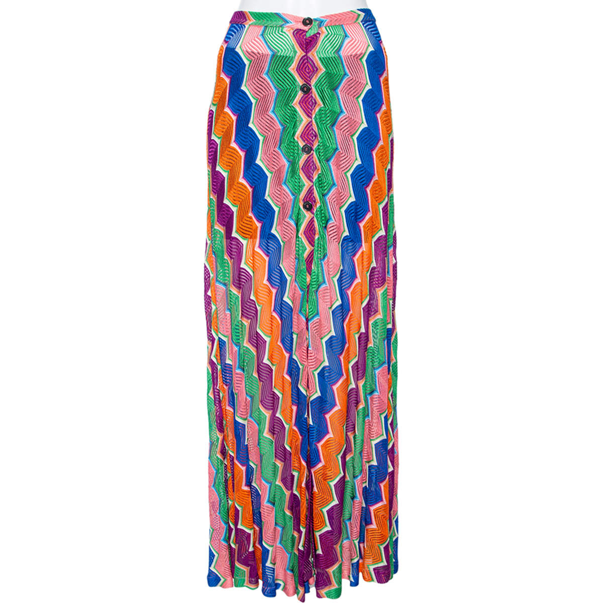 Pre Owned Missoni Multicolored Knit Buttoned Maxi Skirt S