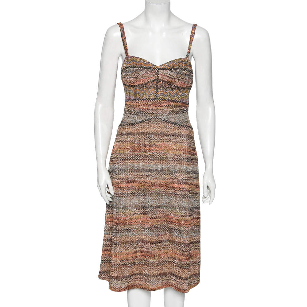 Pre Owned Missoni Multicolor Wave Textured Lurex Knit Dress M