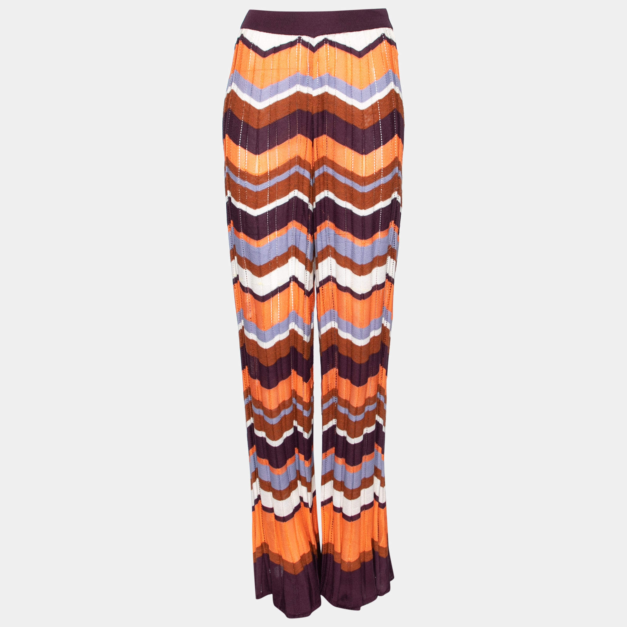 Pre Owned Missoni Multicolor Patterned Knit Palazzo Pants S