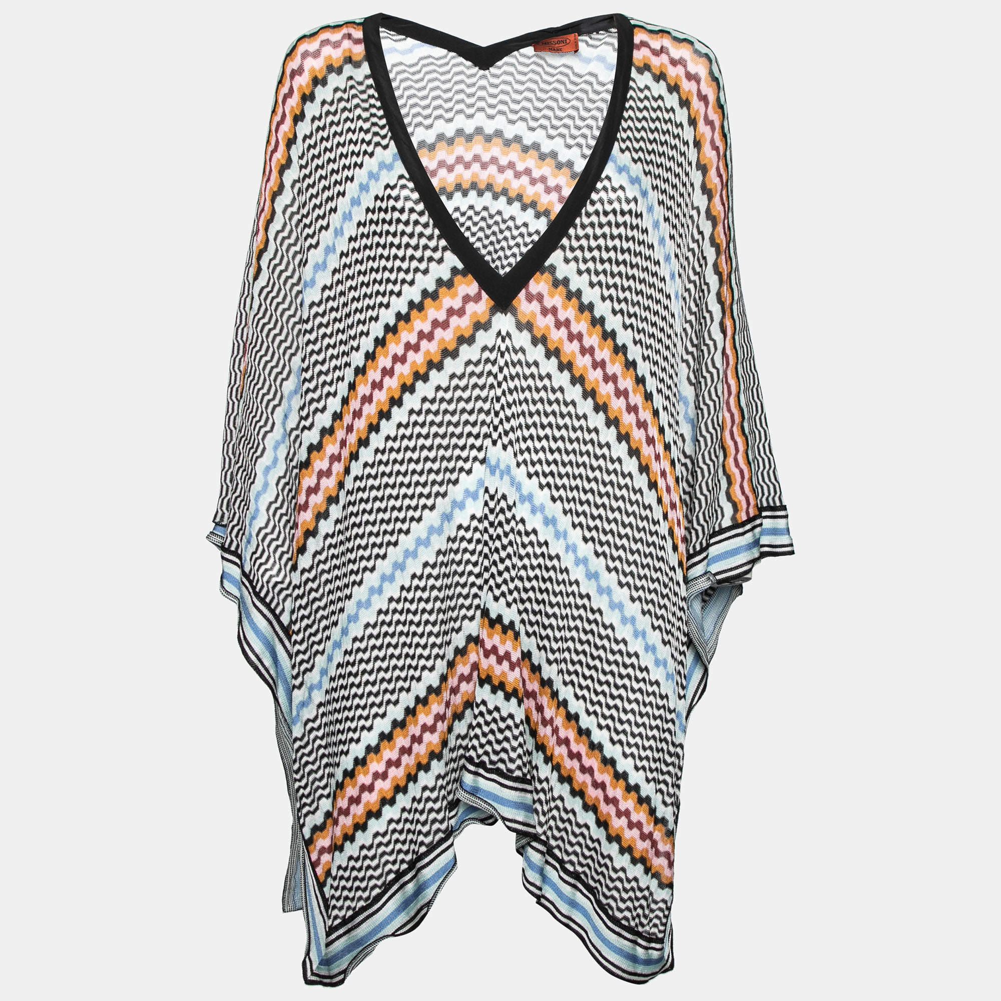 Pre Owned Missoni Multicolor Textured Knit Poncho Cover Up S