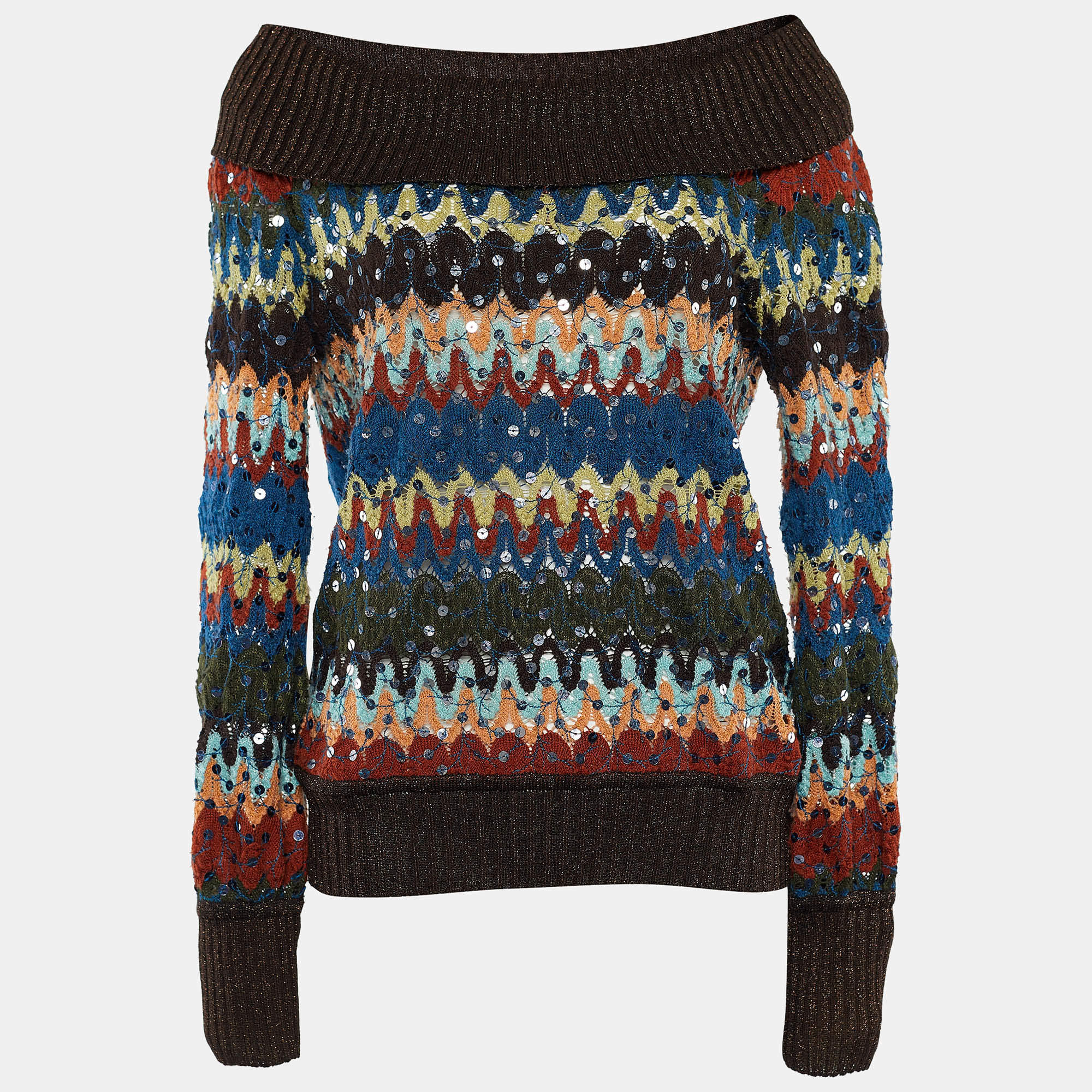 Pre Owned Missoni Multicolor Wool Sequined Sweater M