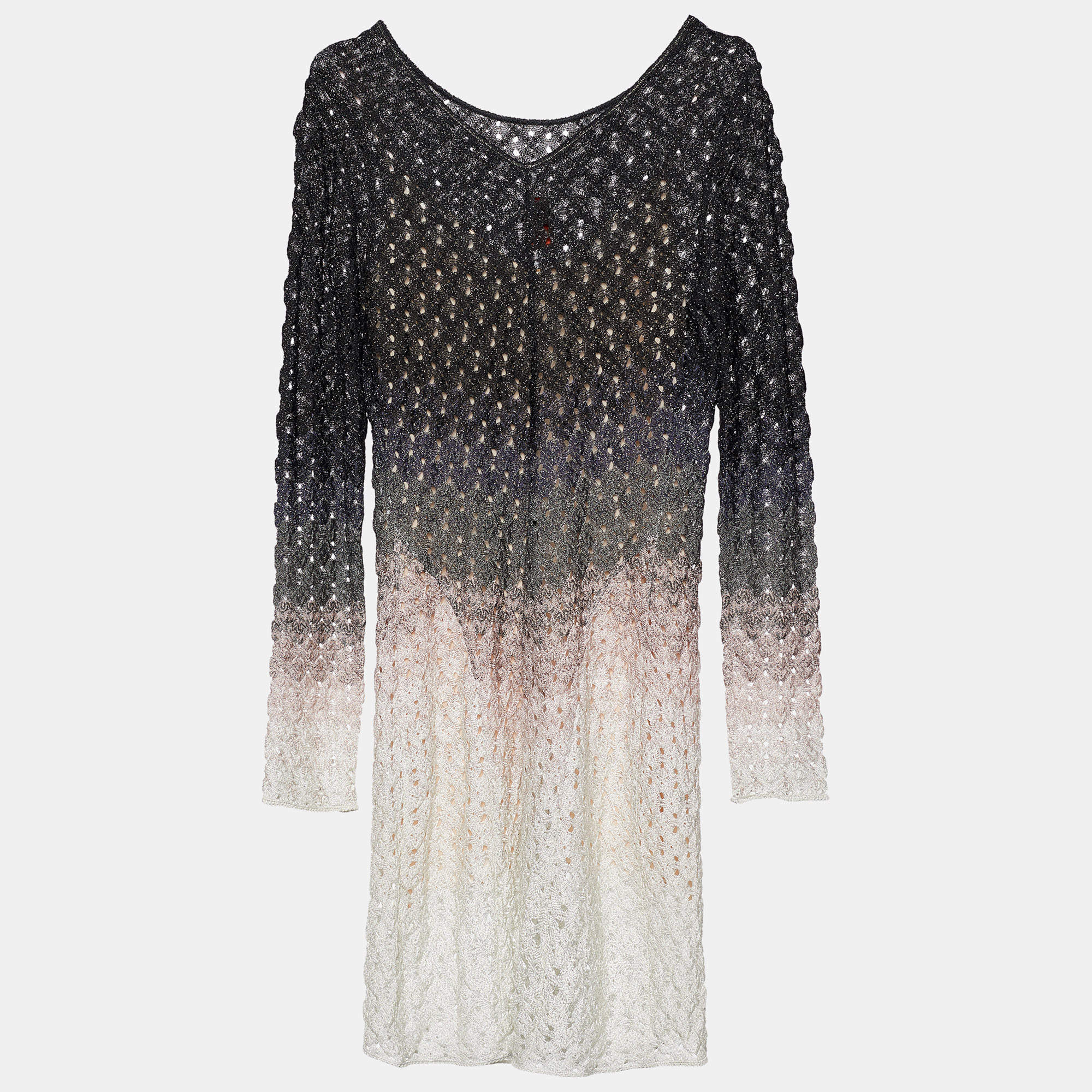 Pre Owned Missoni Multicolor Ombre Lurex Knit Long Sleeve Mini Dress M