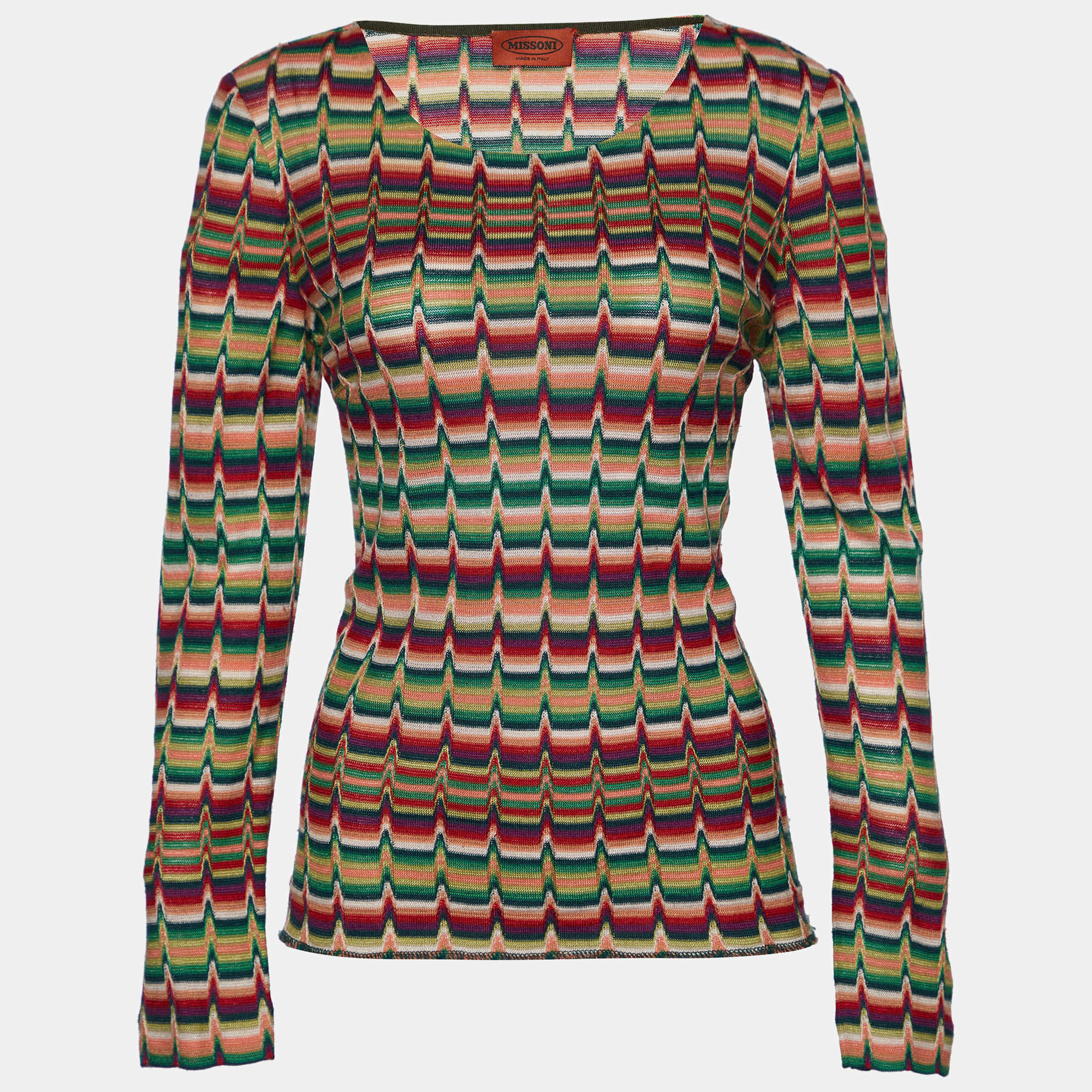 Pre Owned Missoni Multicolor Striped Wool Blend Knit Long Sleeve Sweater M