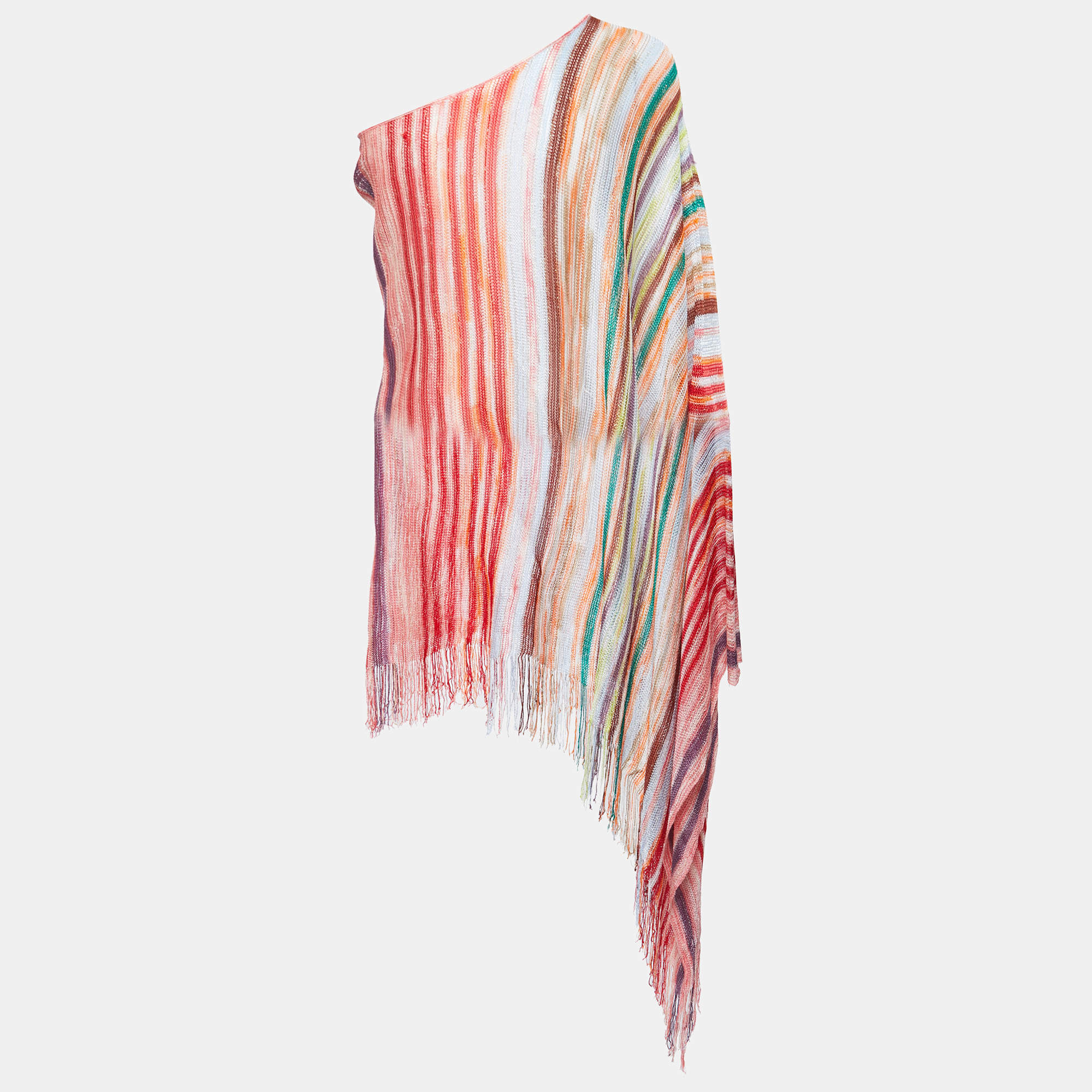 Missoni Multicolor Intarsia Knit Fringed Poncho OS