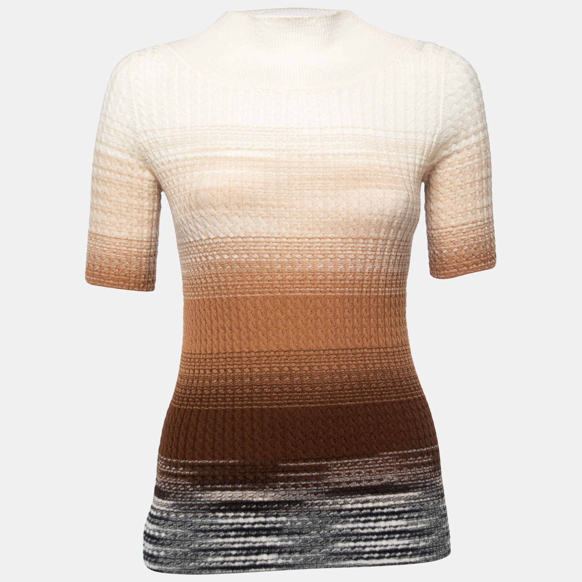Missoni Cream/Brown Ombre Wool Knitted Top S