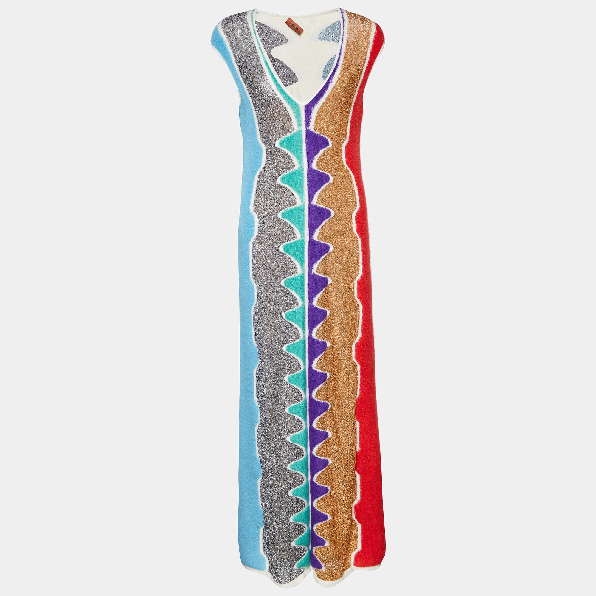 Pre Owned Missoni Multicolor Alpaca & Lurex Knit Sleeveless Maxi Dress S