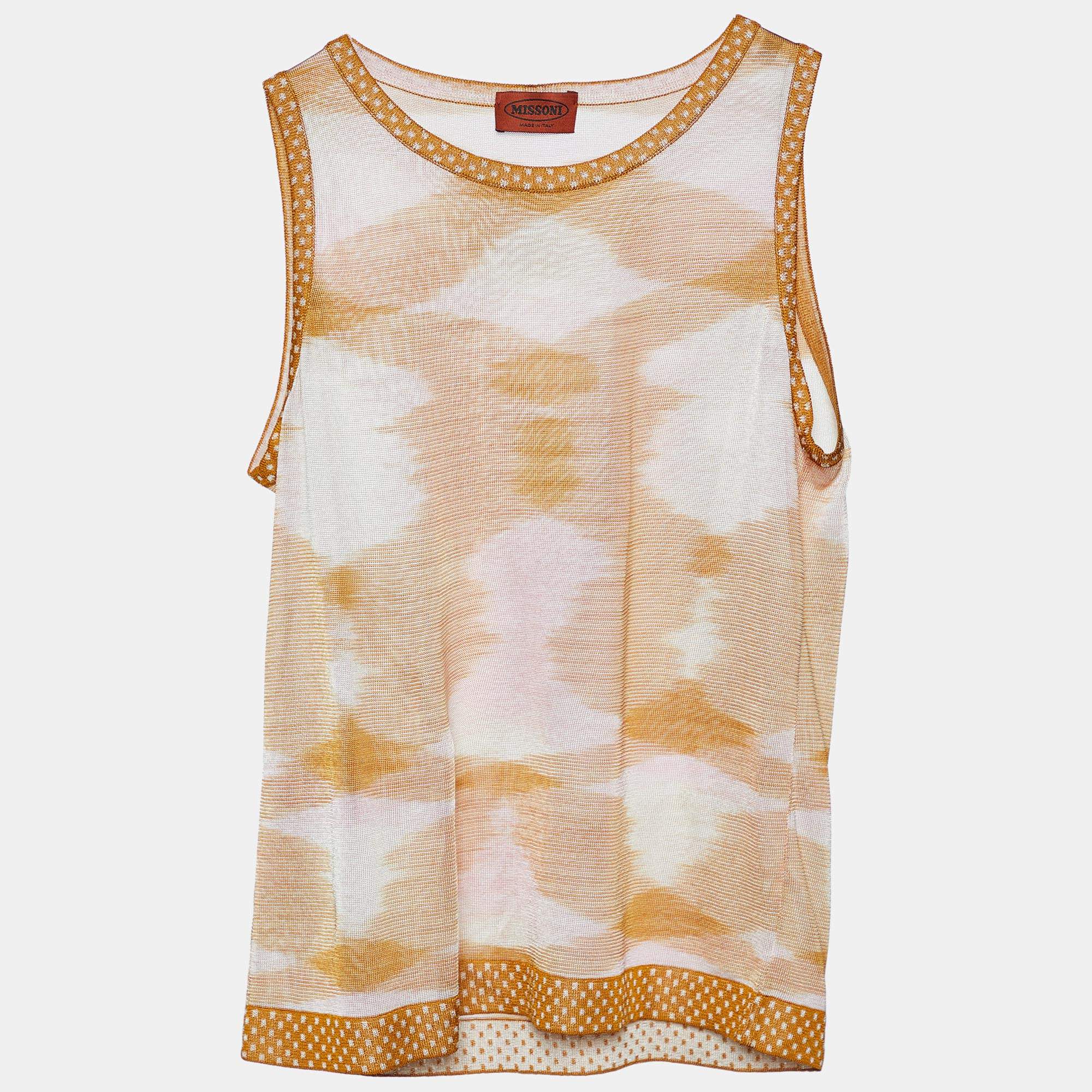 Pre Owned Missoni Brown Knit Sleeveless Tank Top M
