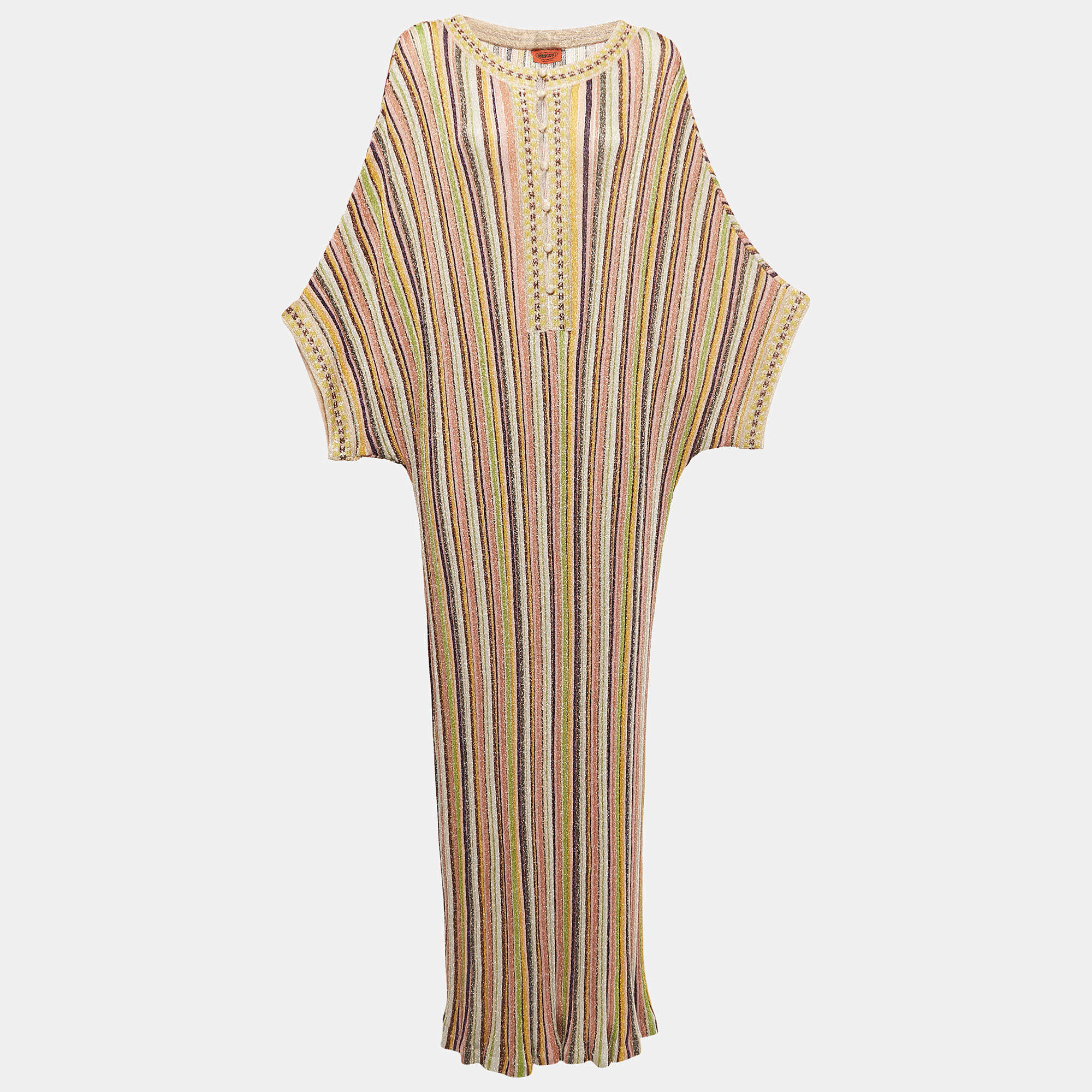 Pre Owned Missoni Multicolor Lurex Knit Kaftan Maxi Dress M