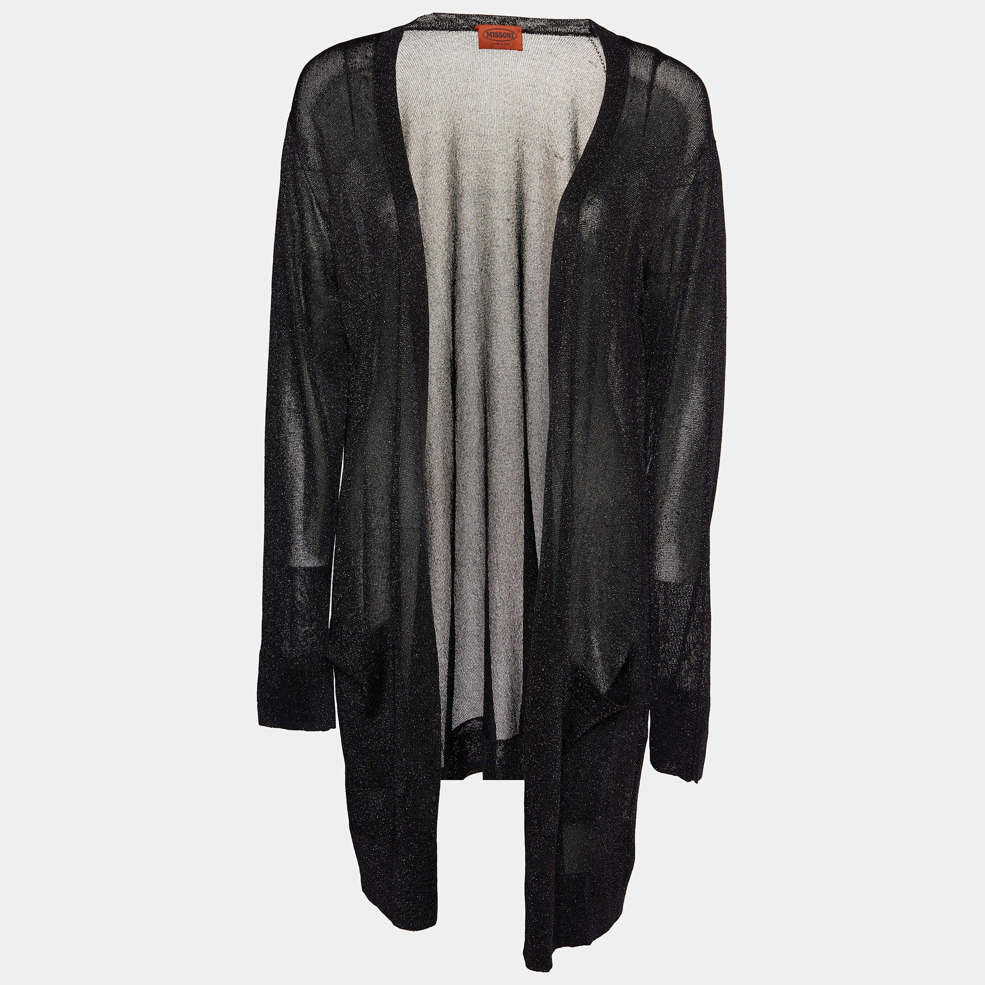 Pre Owned Missoni Black Lurex Knit Open Front Shrug M