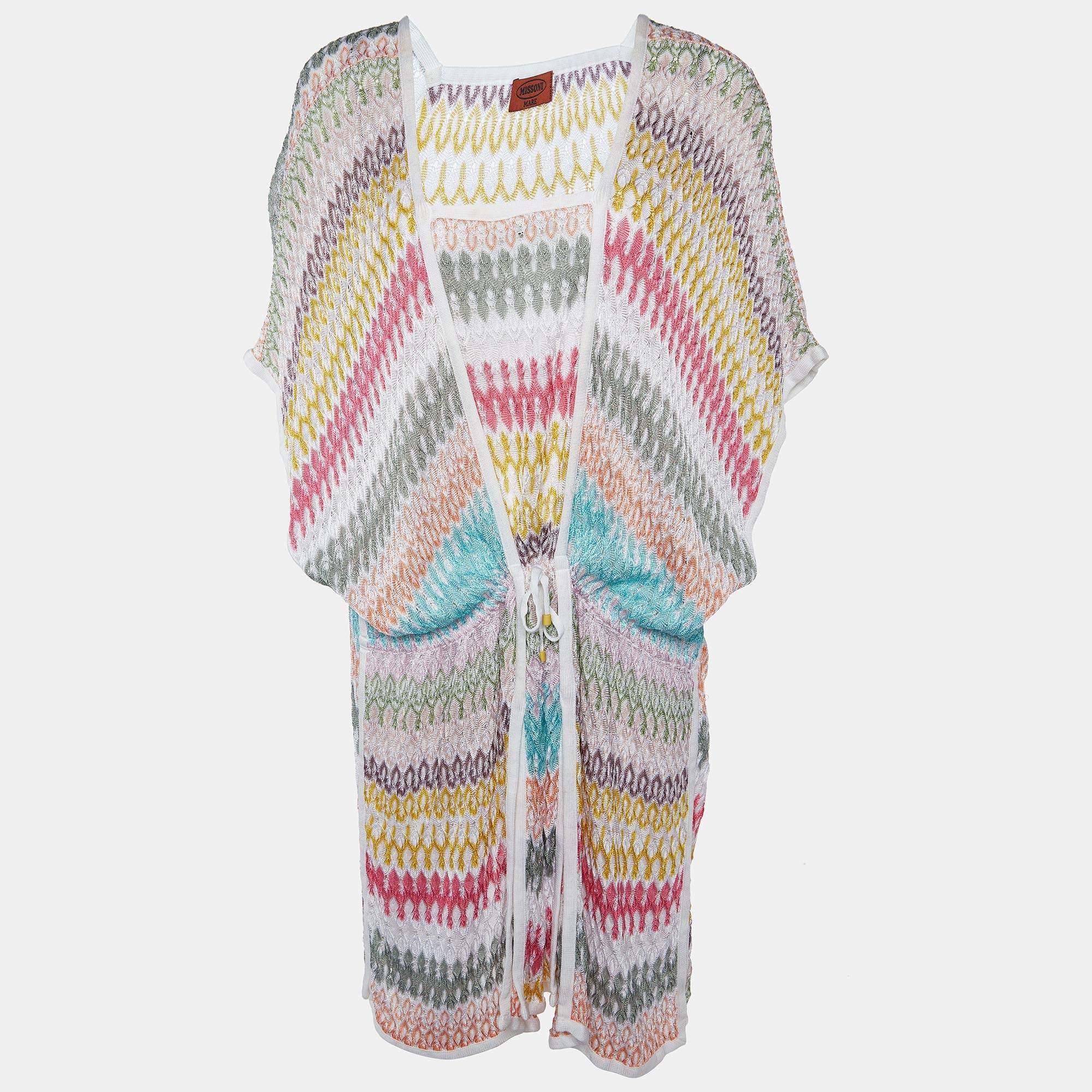 Pre Owned Missoni Mare Multicolor Textured Knit Cover Up Dress L