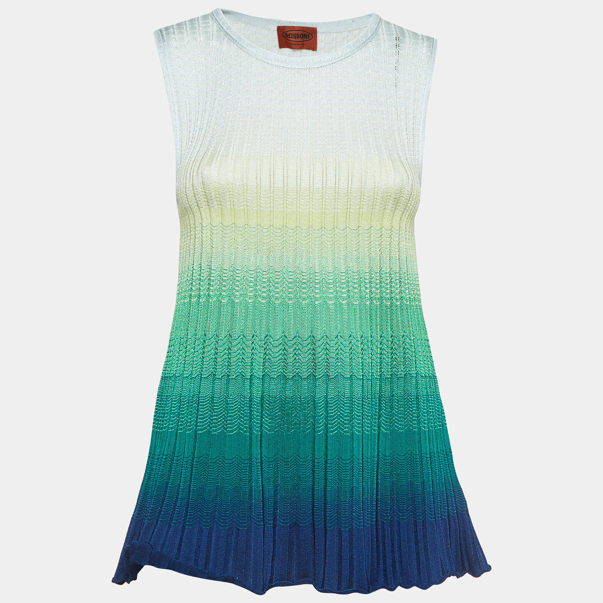 Pre Owned Missoni Multicolor Chevron Knit Sleeveless Top M