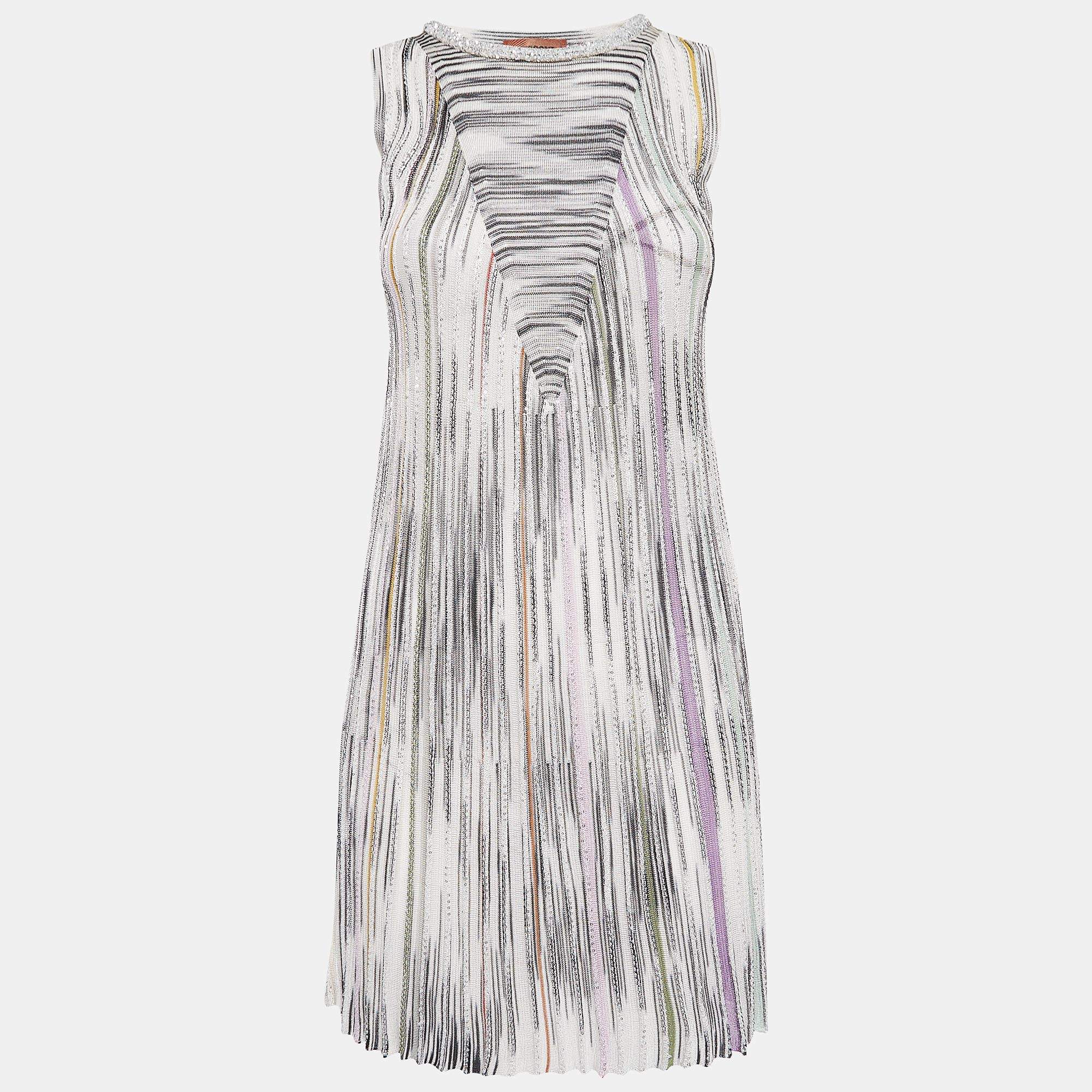 Missoni Multicolor Sequin Embellished Stripe Knitted Mini Dress S