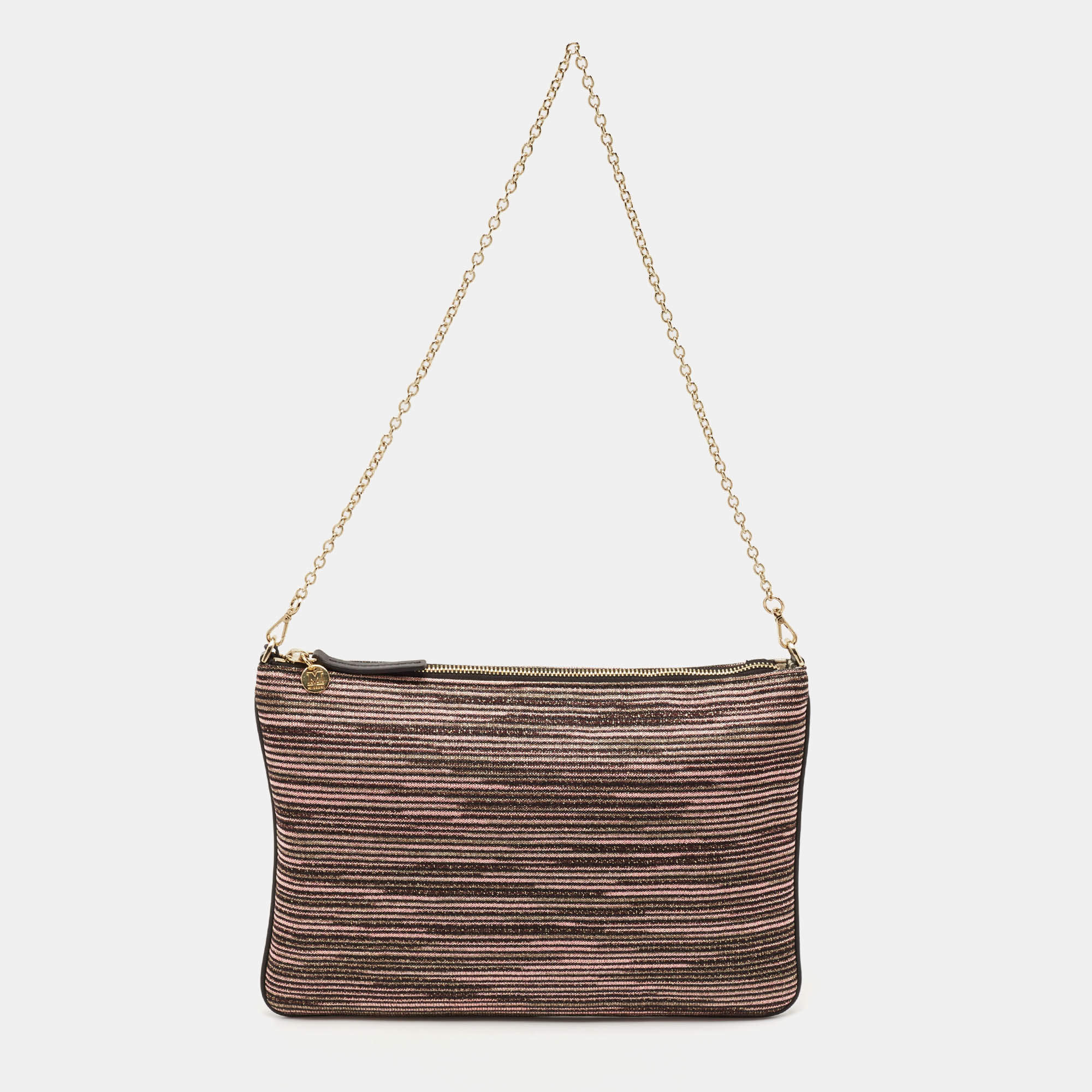 Missoni Multicolor Lurex Fabric Stripe Chain Clutch