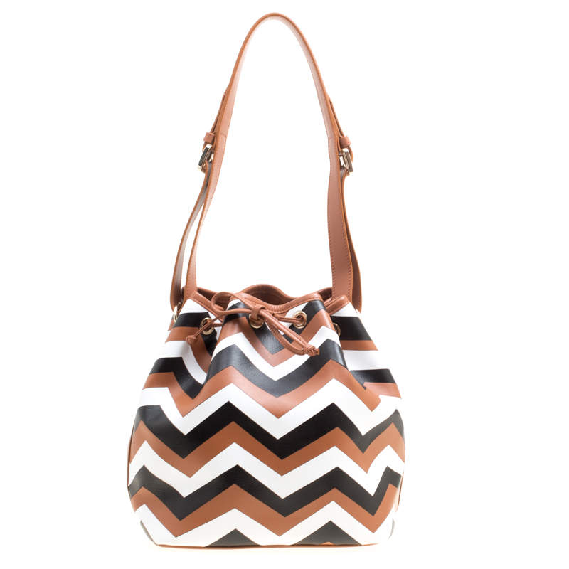 Pre Owned Missoni Brown/Multicolor Printed Bucket Bag