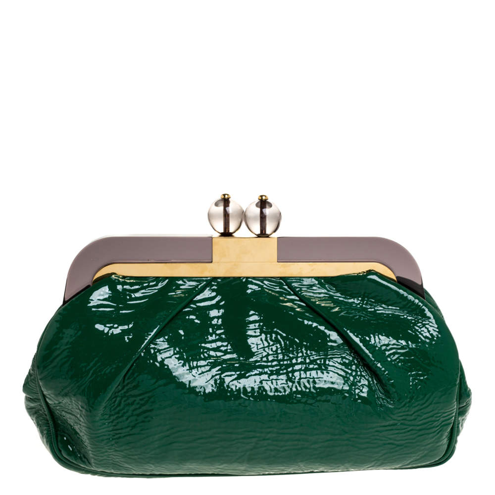 Missoni Green Patent Leather Kisslock Frame Clutch Missoni | The Luxury ...