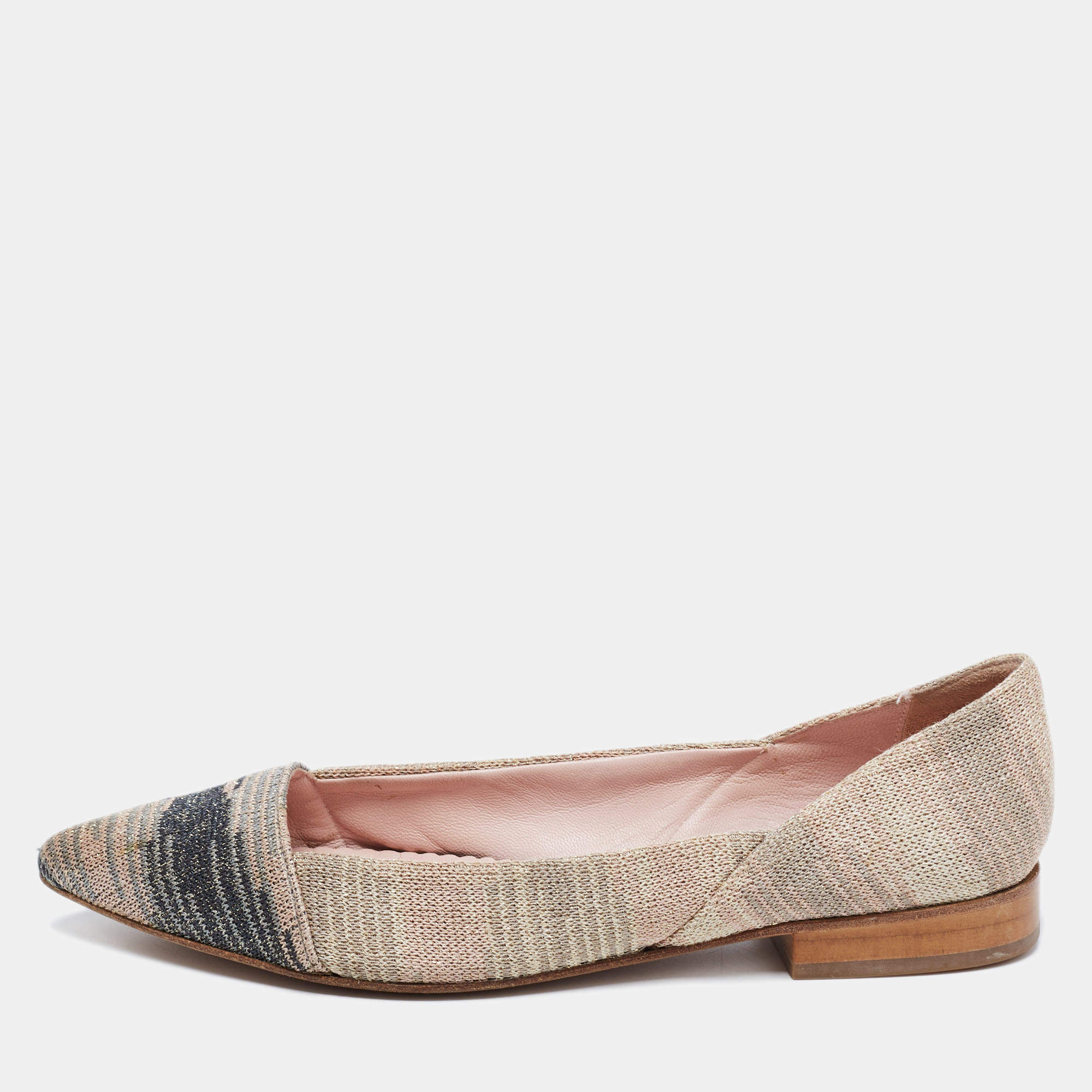 Pre Owned Missoni Grey/Pink Lurex Ballet Flats Size 38