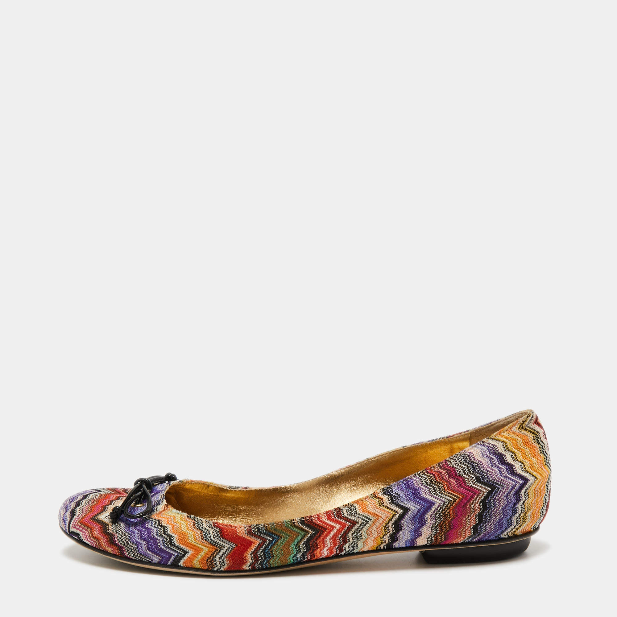 Pre Owned Missoni Multicolor Knit Fabric Ballet Flats Size 38.5