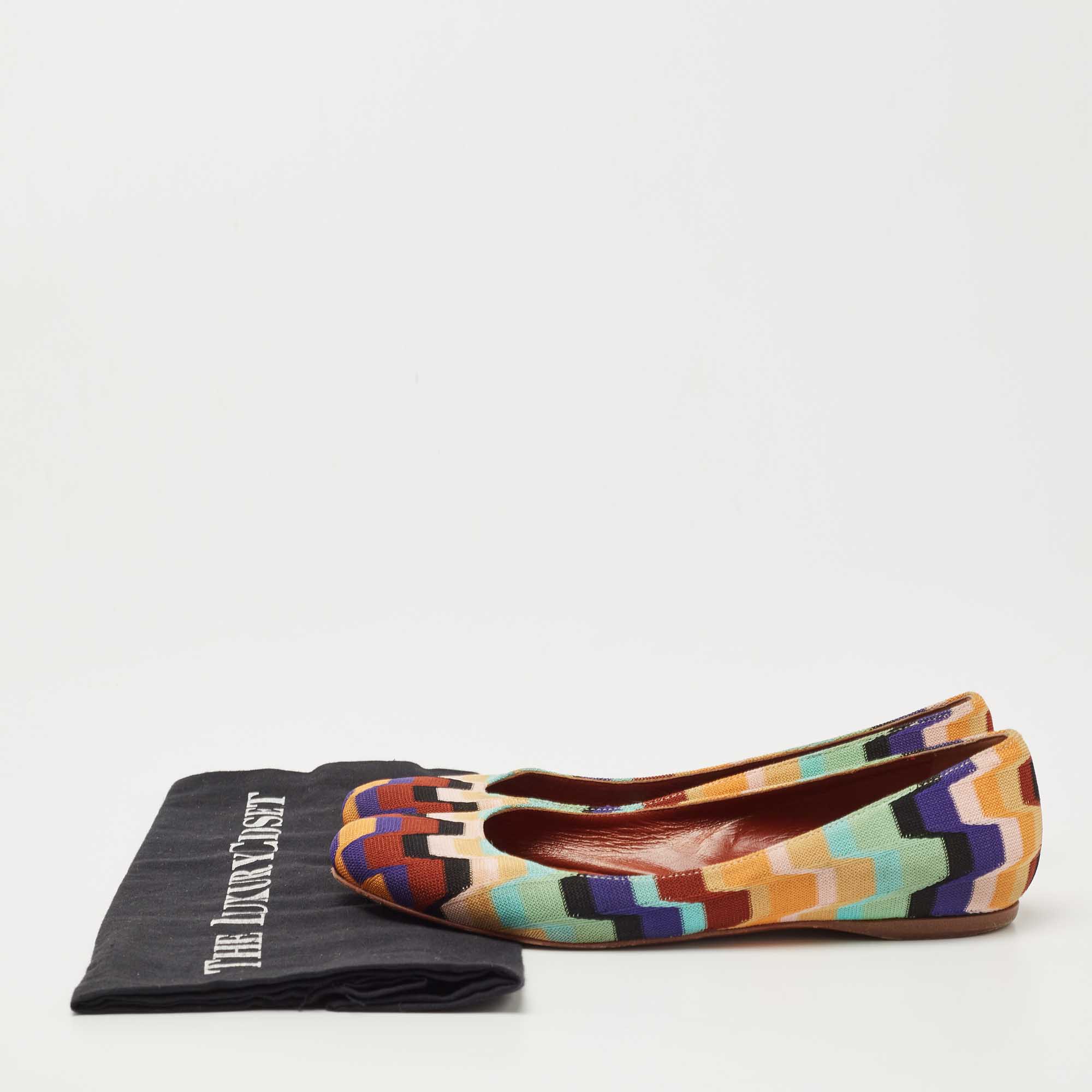 Pre Owned Missoni Multicolor Knit Fabric Ballet Flats Size 36
