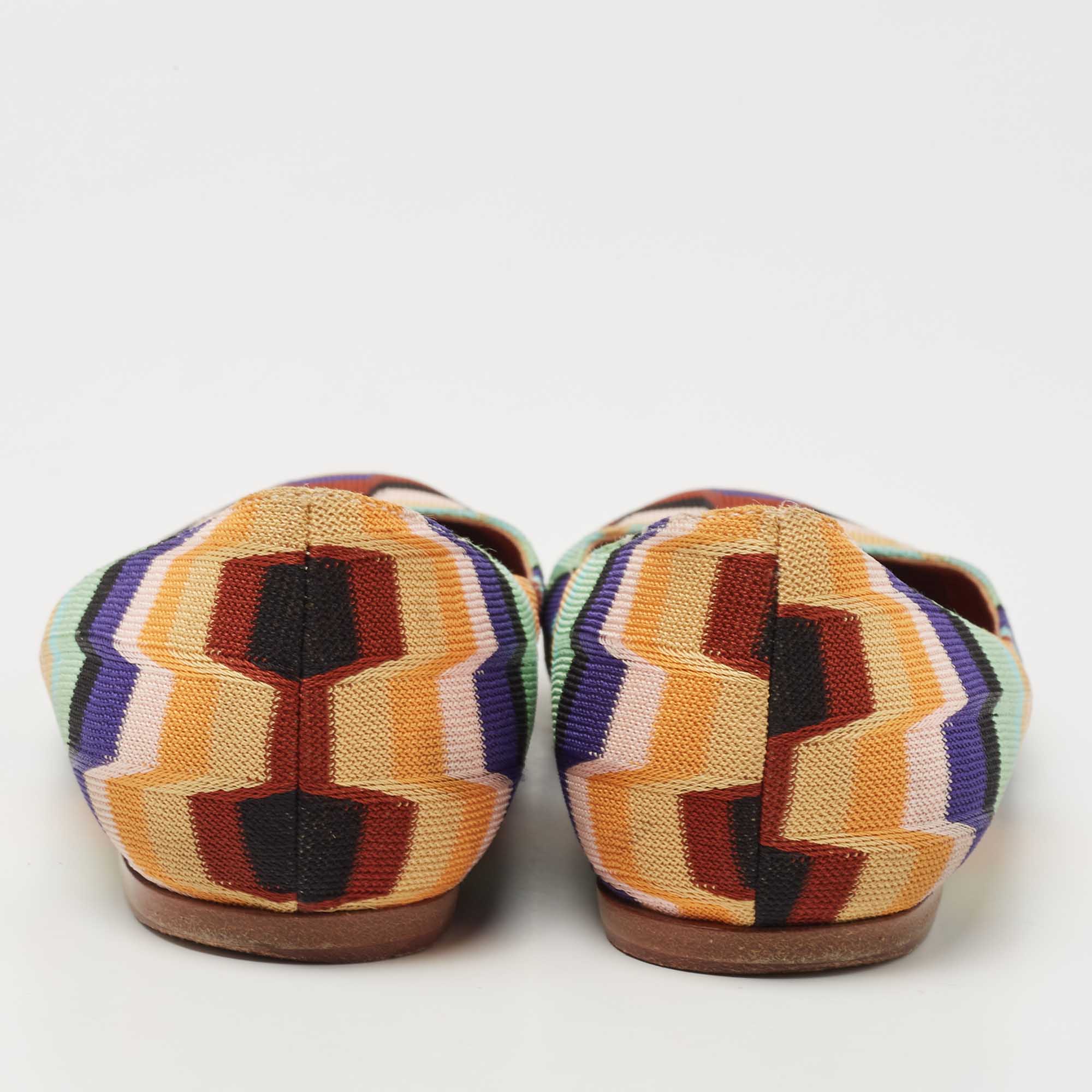 Pre Owned Missoni Multicolor Knit Fabric Ballet Flats Size 36
