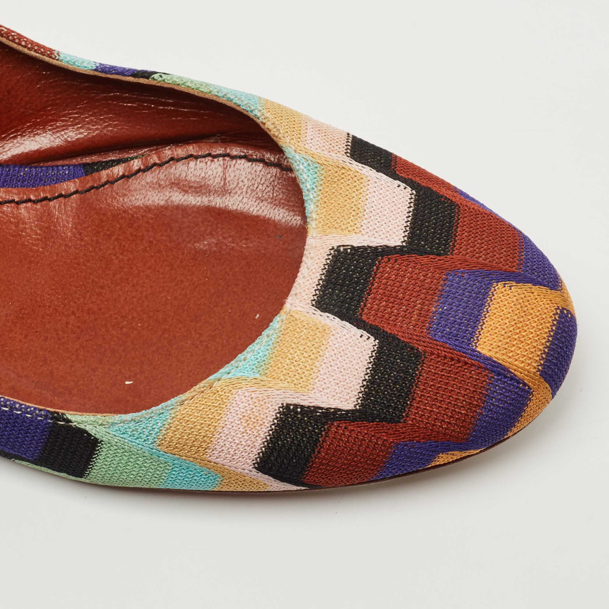 Pre Owned Missoni Multicolor Knit Fabric Ballet Flats Size 36