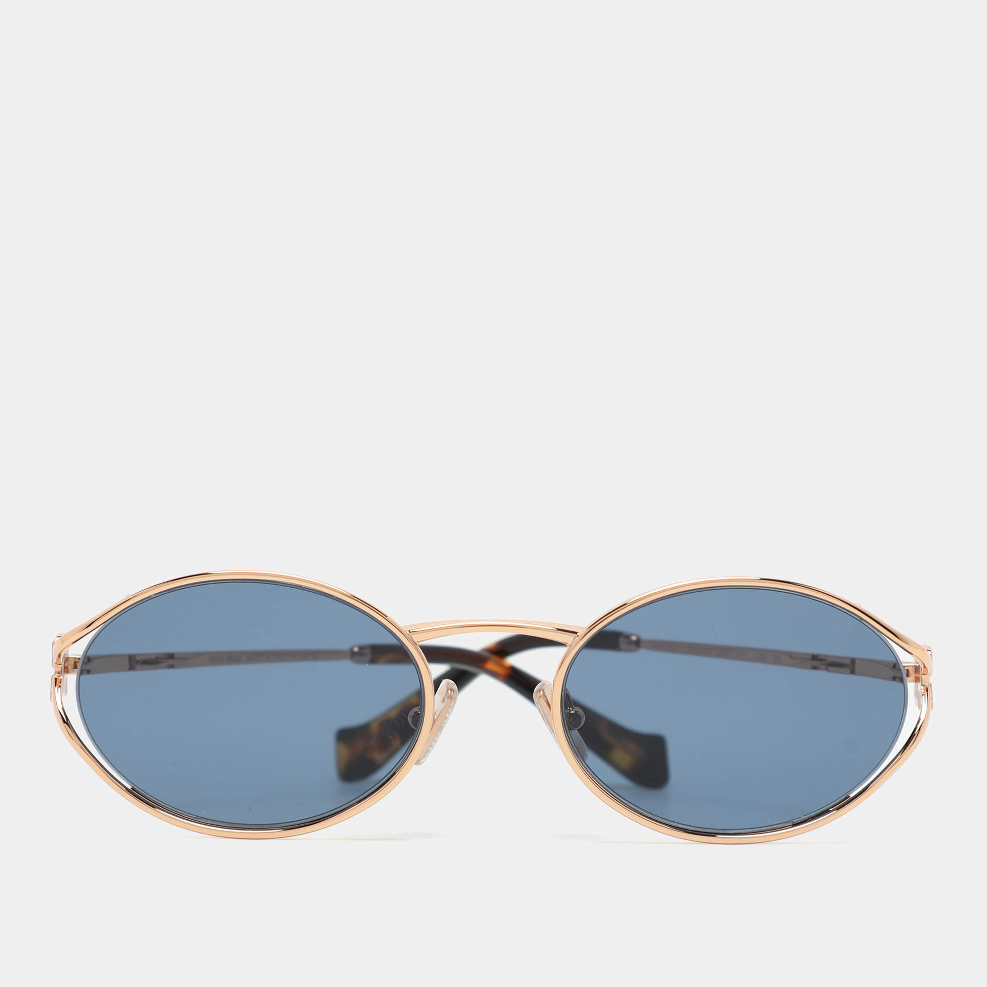 Pre Owned Miu Miu Rose Gold/Blue SMU52Y Oval Sunglasses