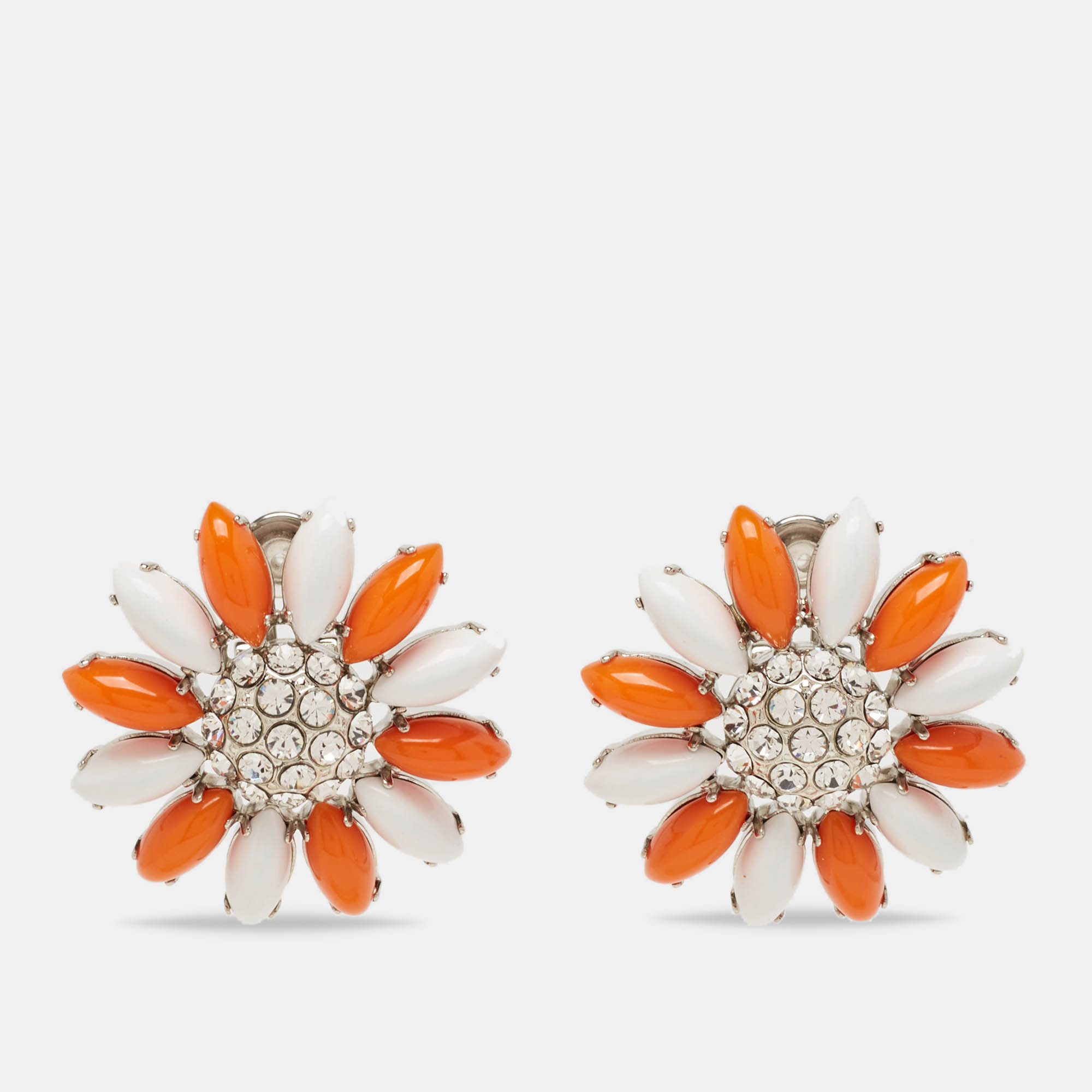 Miu Miu Composite Crystals Silver Tone Earrings