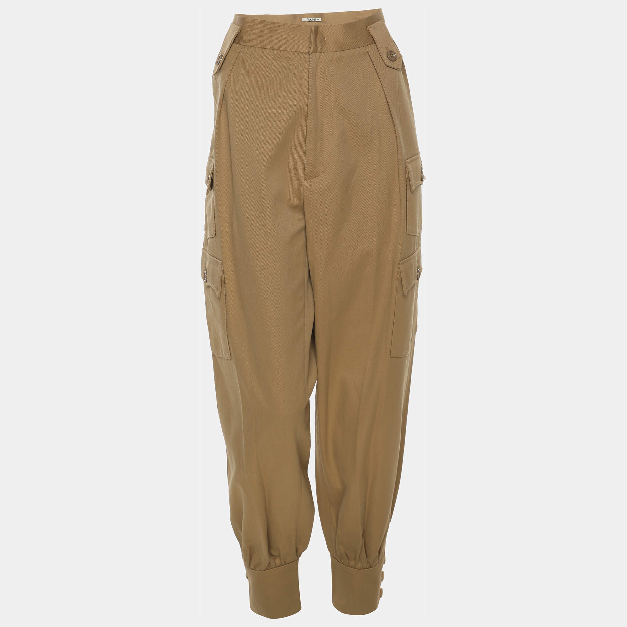 Pre Owned Miu Miu Brown Cotton Trouser S