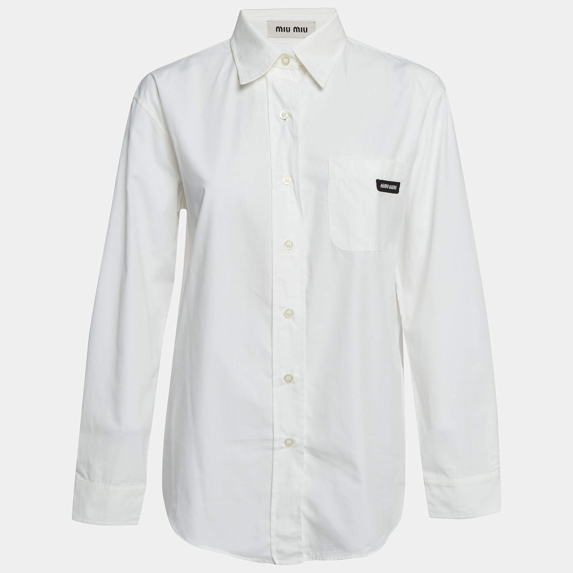 Pre Owned Miu Miu Black Cotton Long Sleeve Shirt S