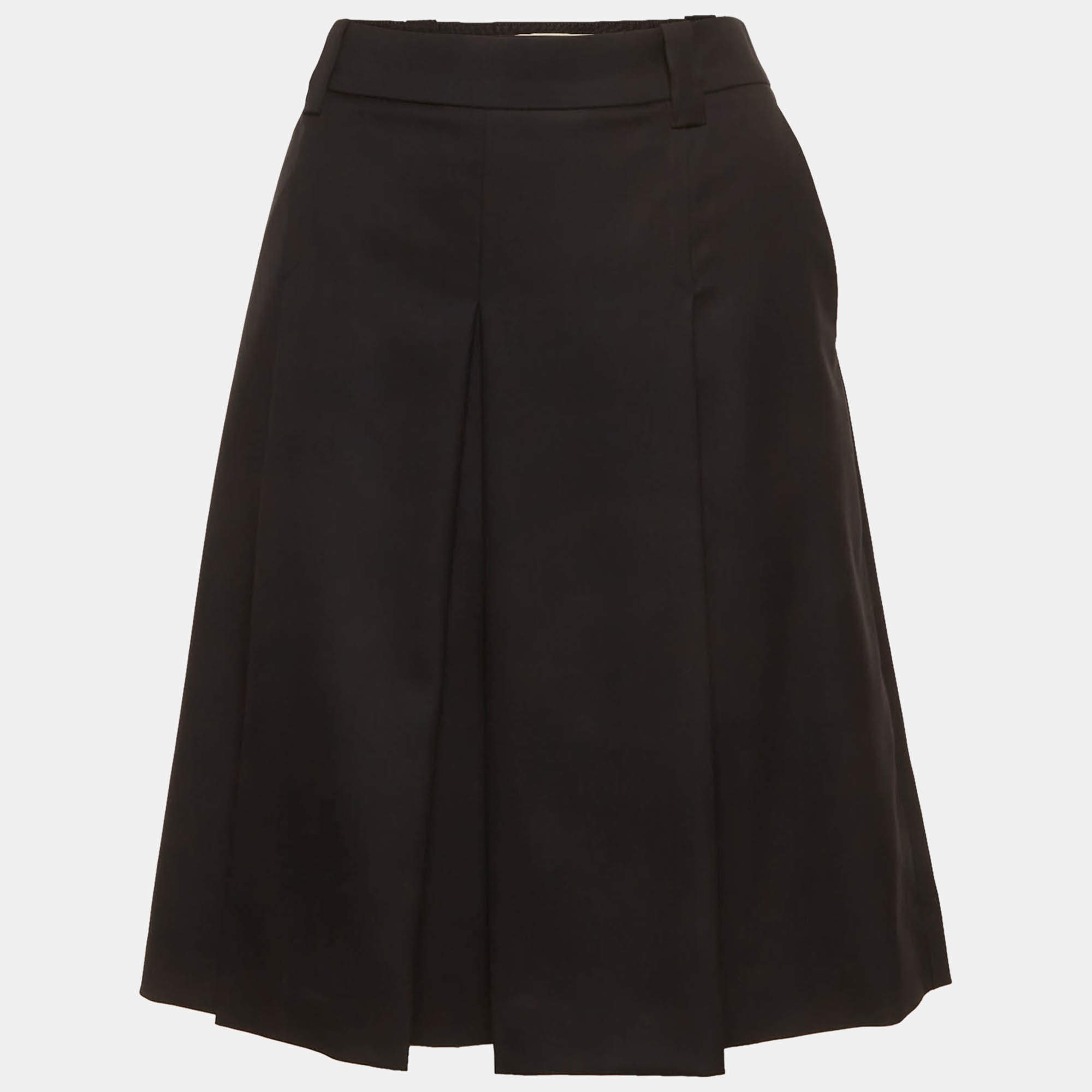 مملوكة مسبقًا Miu Miu Navy Blue Gabardine Pleated Mini Skirt S