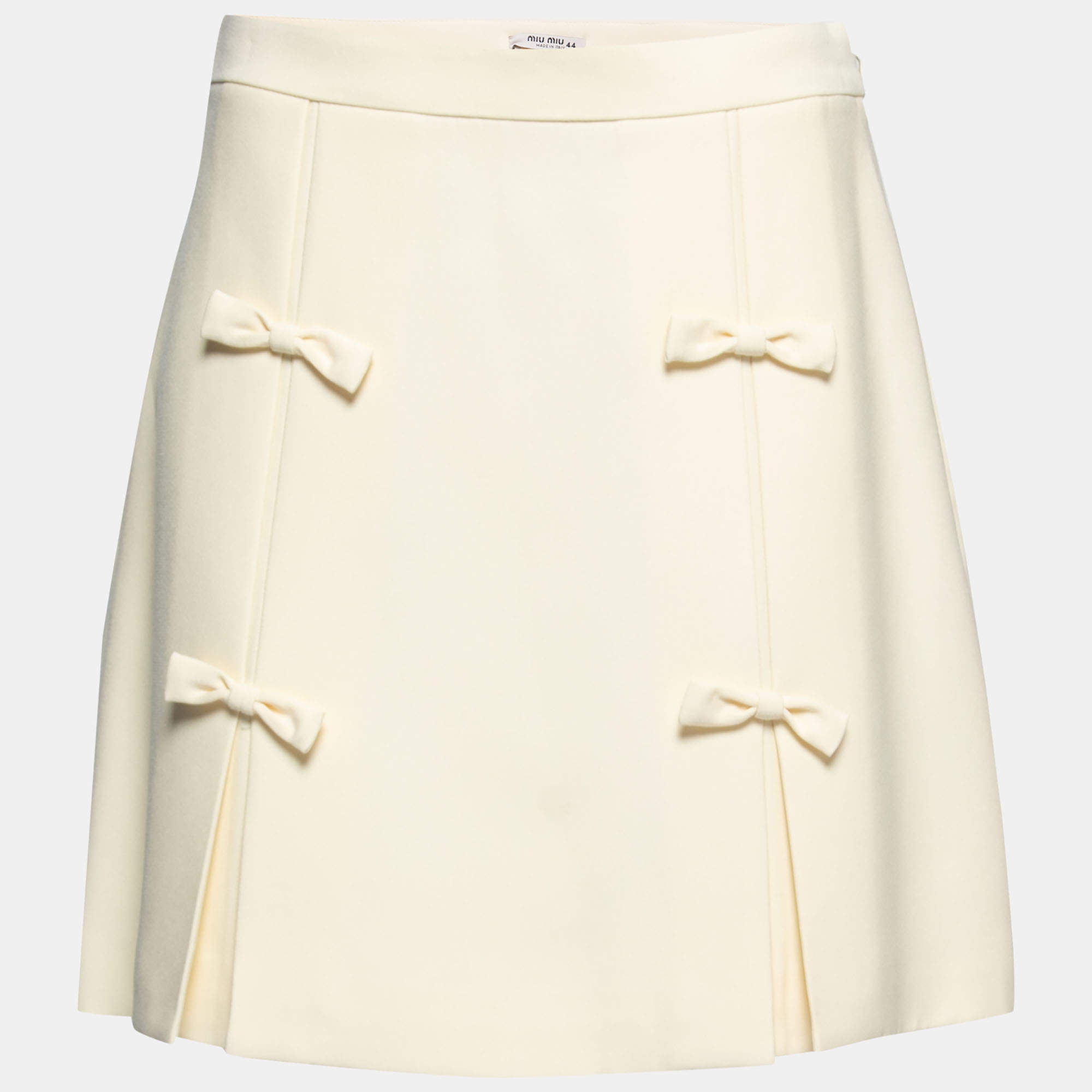 Miu Miu Cream Crepe Bow Detail Cady Mini Skirt M
