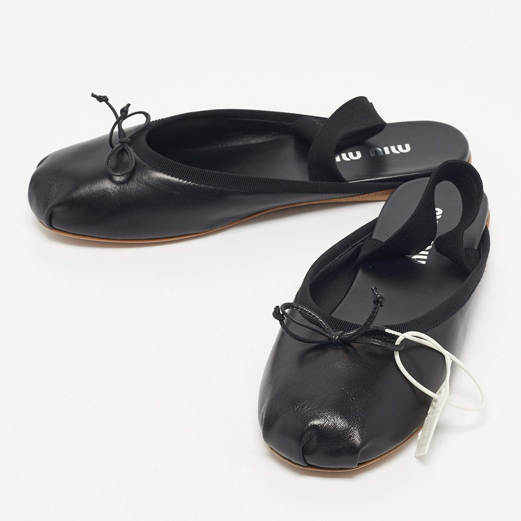Miu Miu Beige Patent Leather Bow Detail Crystal Embellished