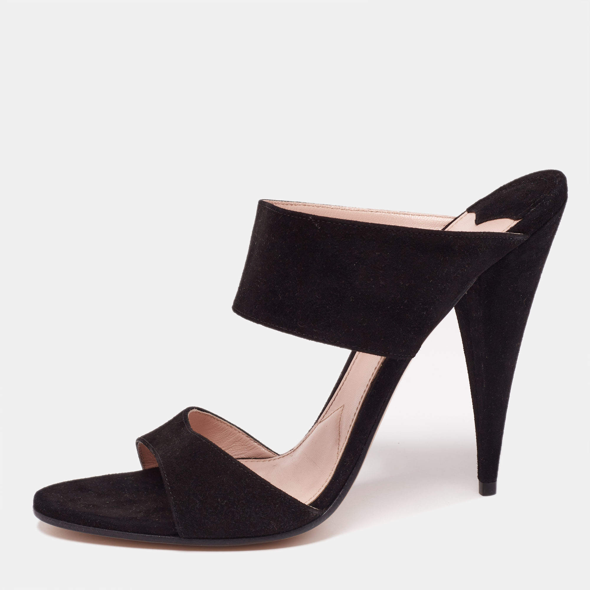 Miu Miu Black Suede Banded Sandals Size 40.5