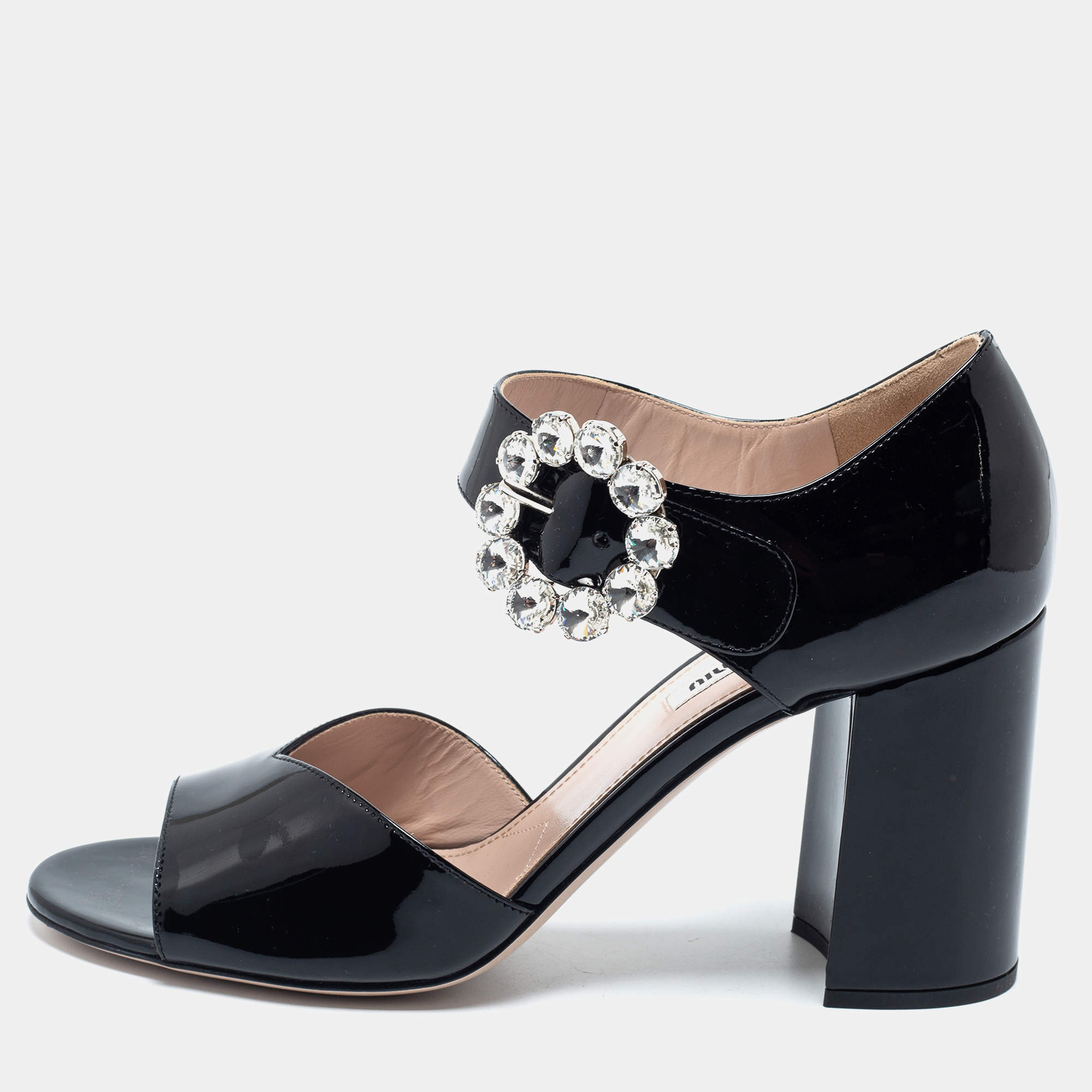 Pre Owned Miu Miu Black Patent Leather Mary Jane Pumps Size 40