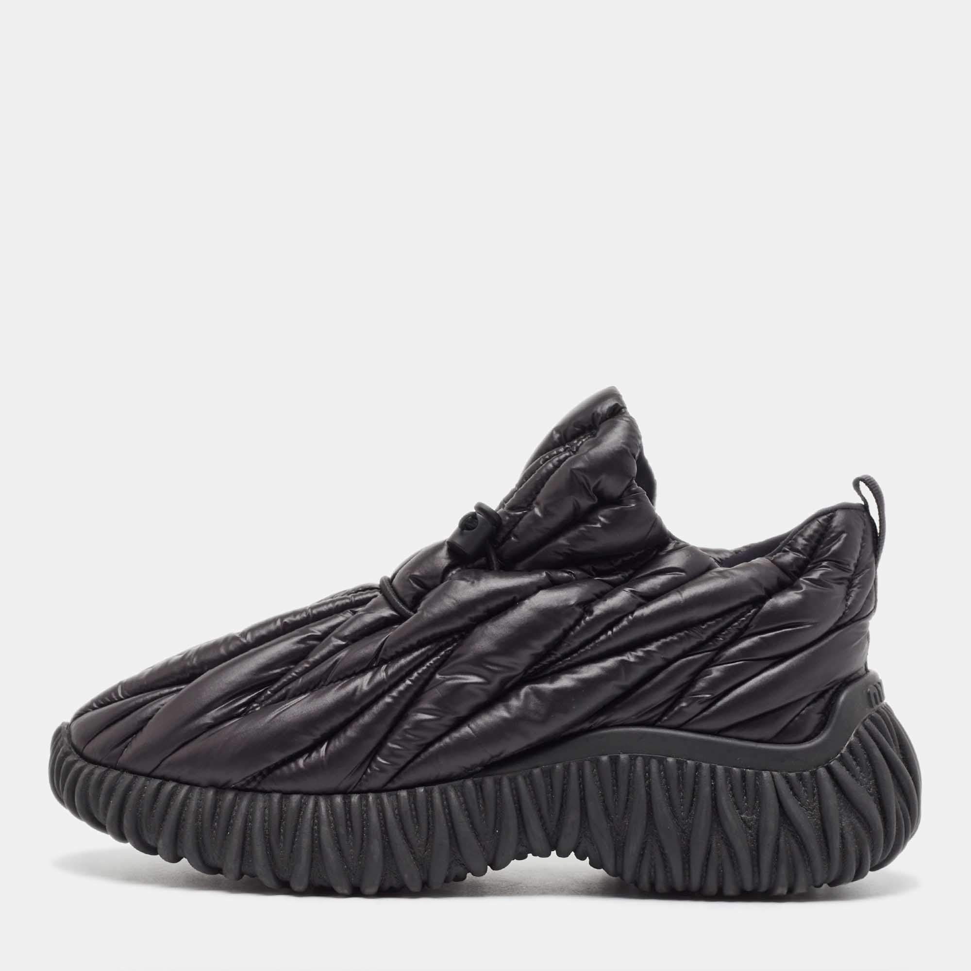 Miu Miu Black Nylon Low Top Sneakers Size 37.5