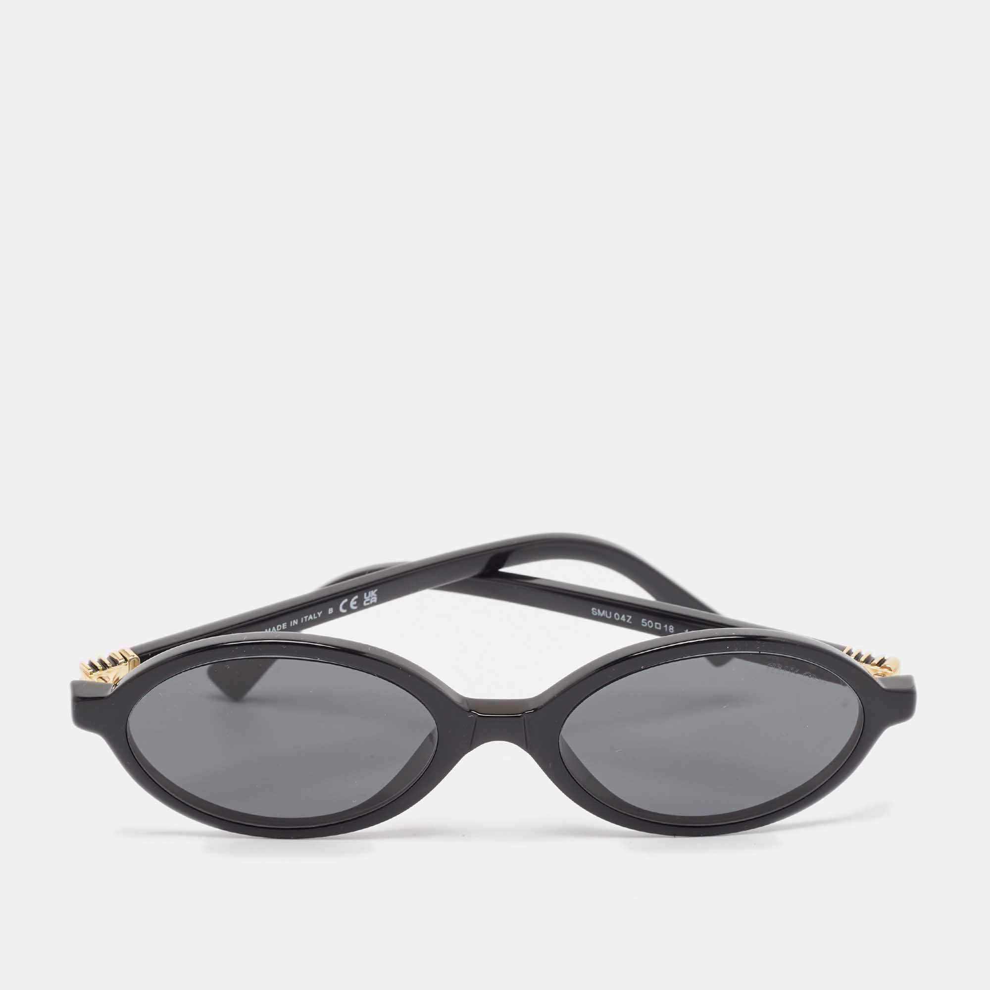 Pre Owned Miu Miu Black SMU 04Z Oval Sunglasses