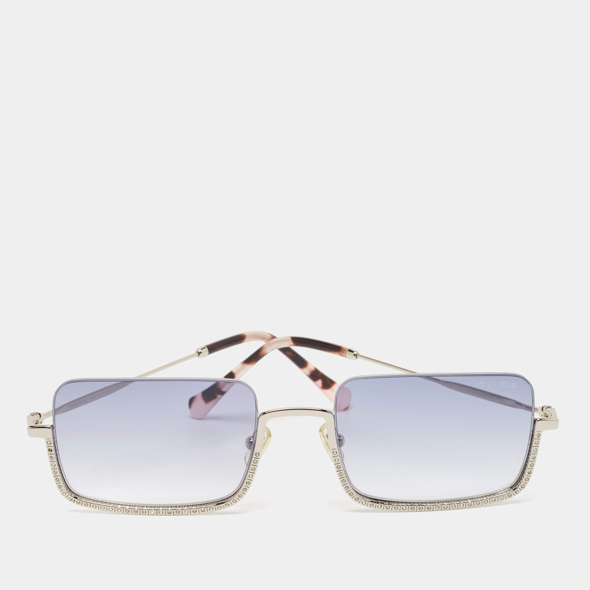 Miu Miu Blue Gradient SMU 70 U Crystals Square Frame Sunglasses