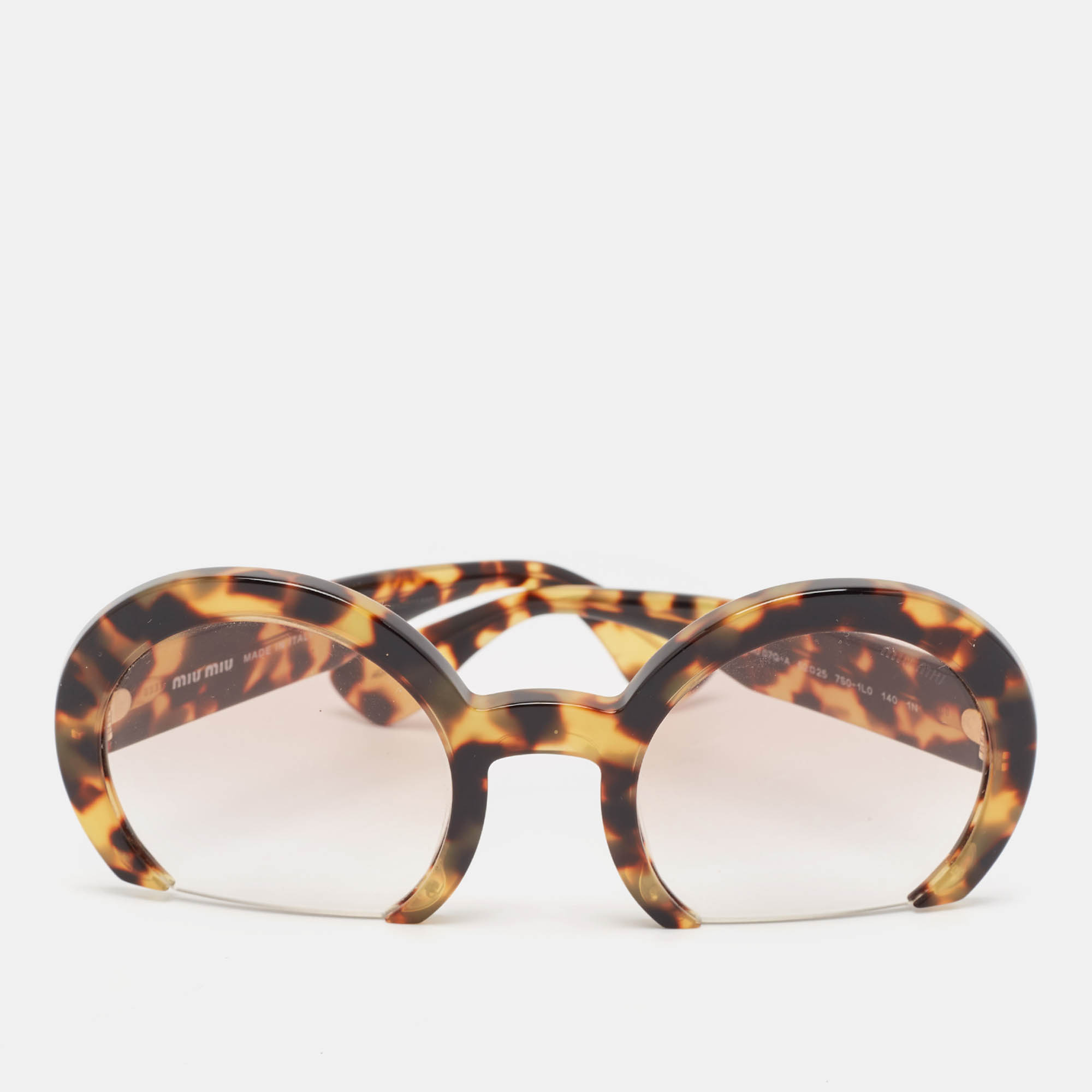 Miu Miu Tortoise Brown Gradient SMU07Q-A Rasoir Half Rim Sunglasses